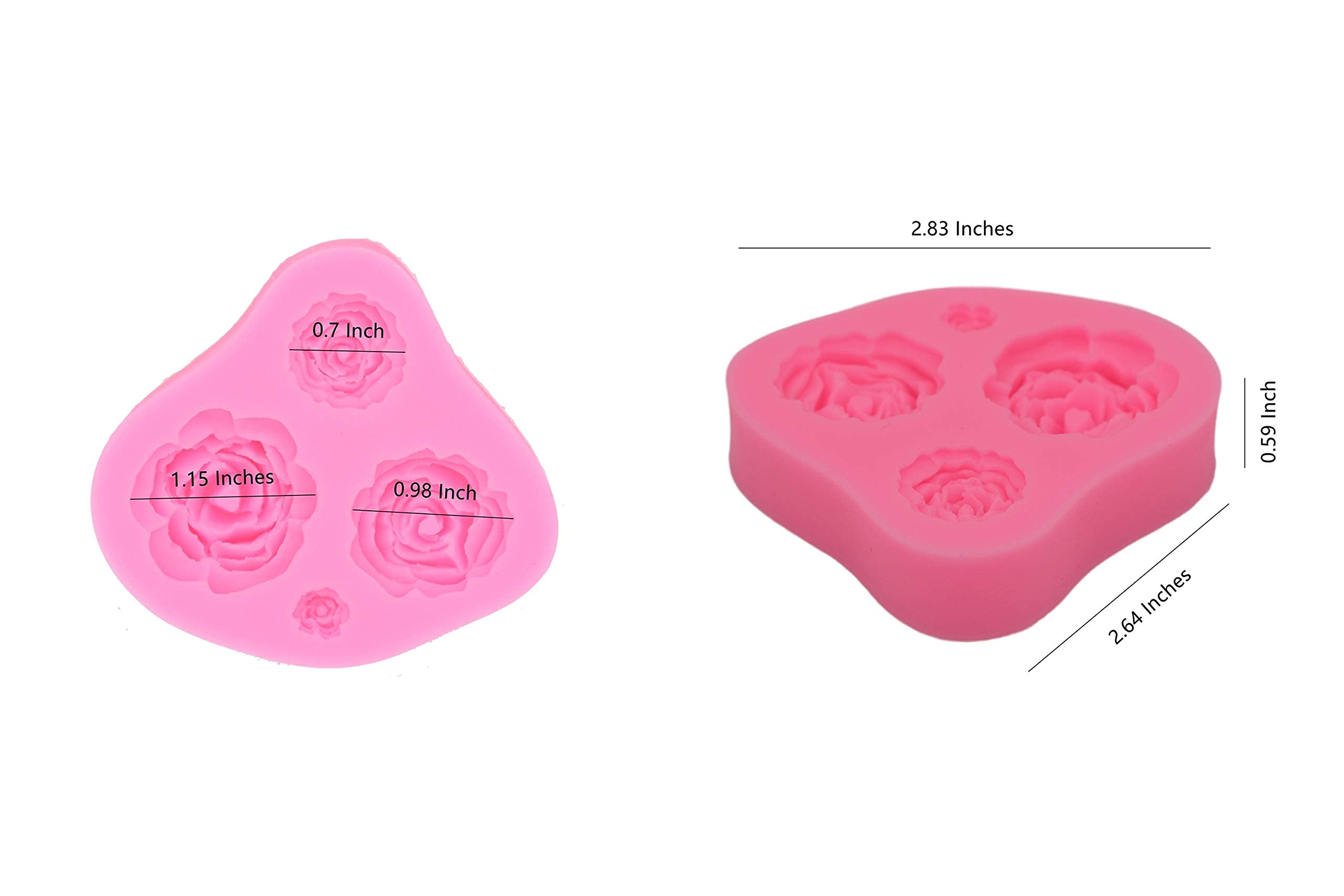 Feilibay 3 Pack Silicone Fondant Cake Molds, Rose Flower, Lips, Heart Shape Candy Molds Set For Chocolate Making, Cake, Valentin