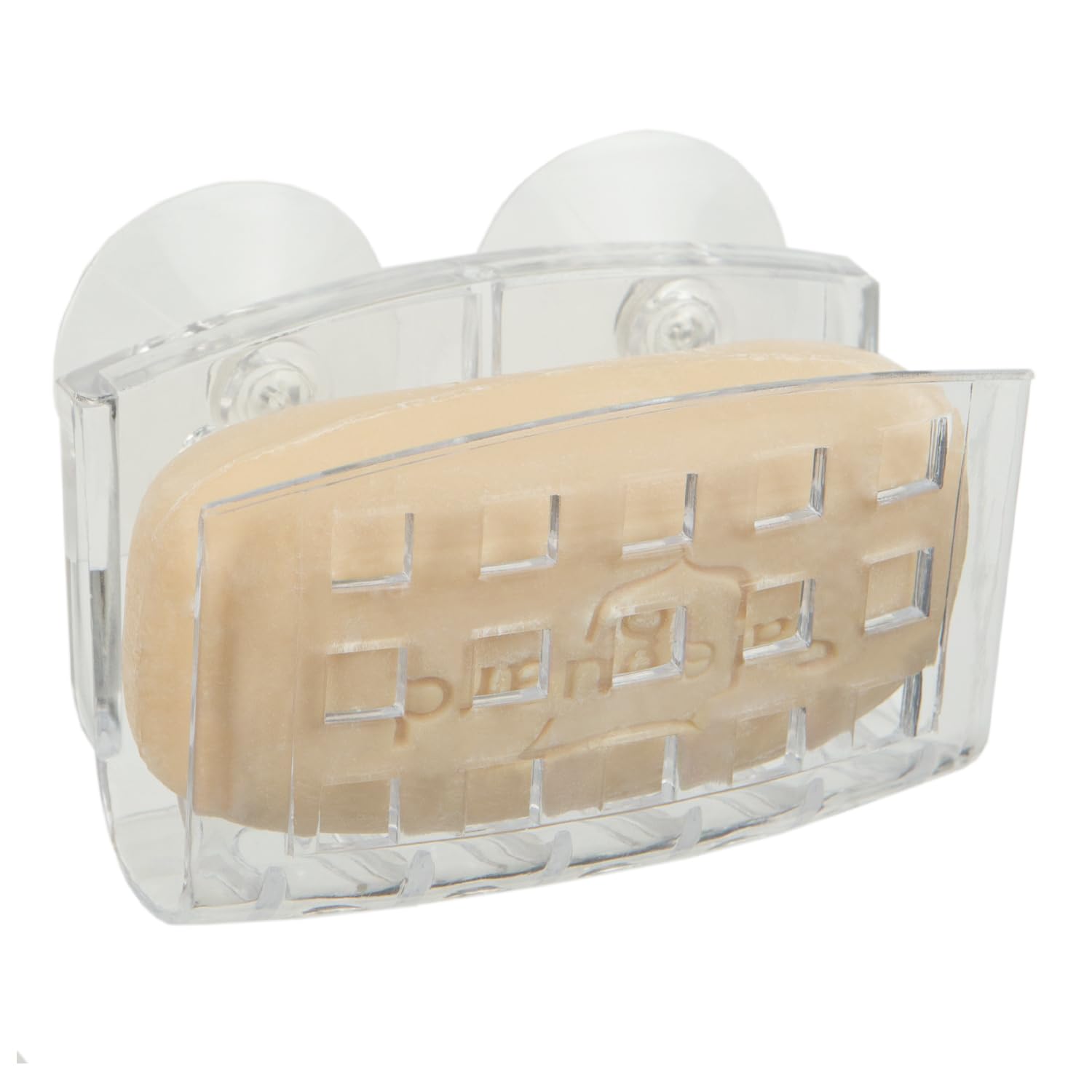 Home Basics Clear Suction Holder For Kitchen & Bathroom Sink Sponge, Scrubber, And Soap Organizer With 2 Suction Cups | Open Gri