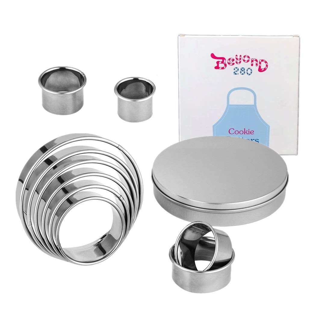 Beyond 280 Beyond 280 Round Stainless Steel Cookie Cutters,10-Piece Circle Big To Small For Round Cookies, Cake Decor, Fondant,