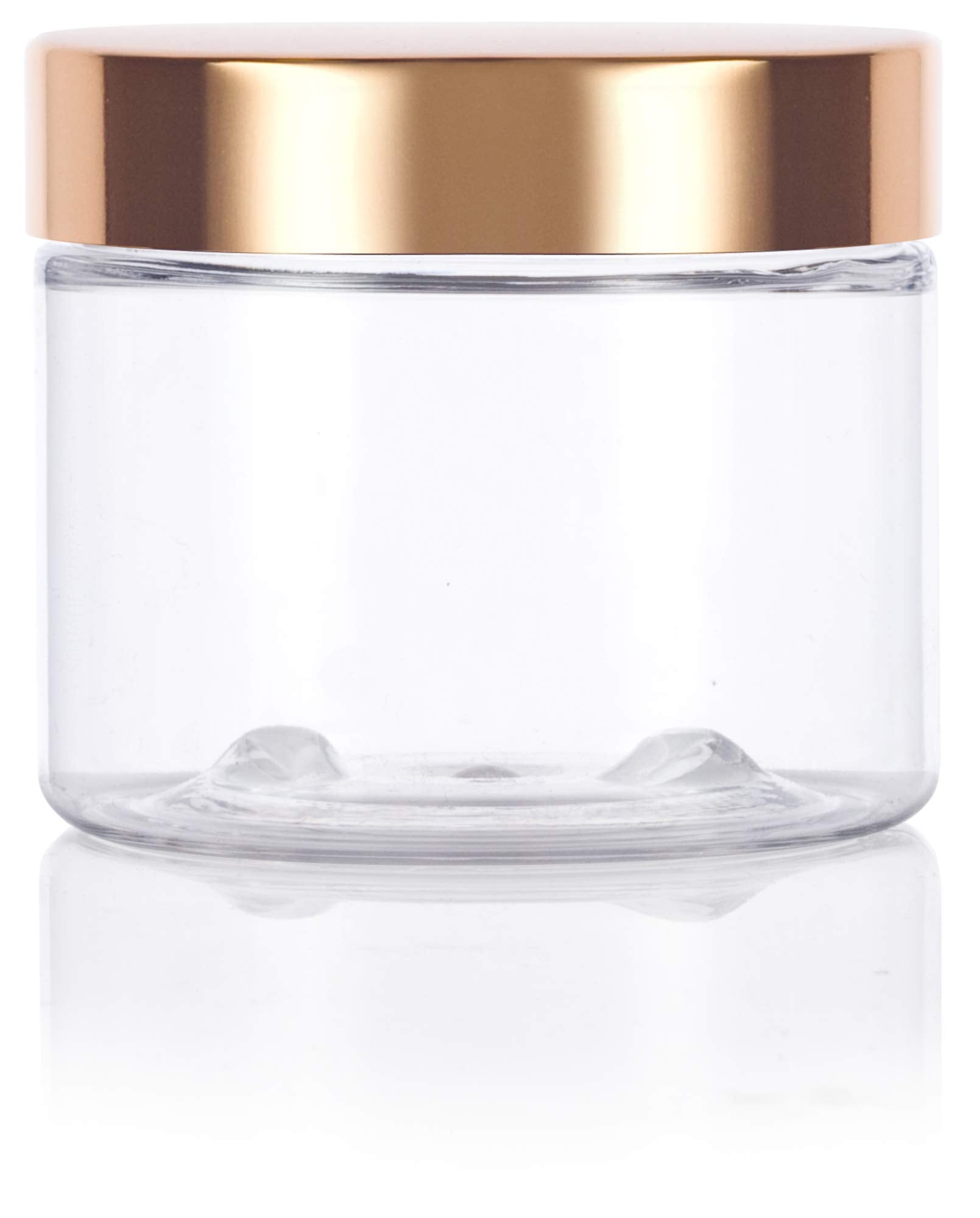 (12 Pack) 6 Oz Clear Pet Plastic Jar With Gold Metal Overshell Lid + Spatulas