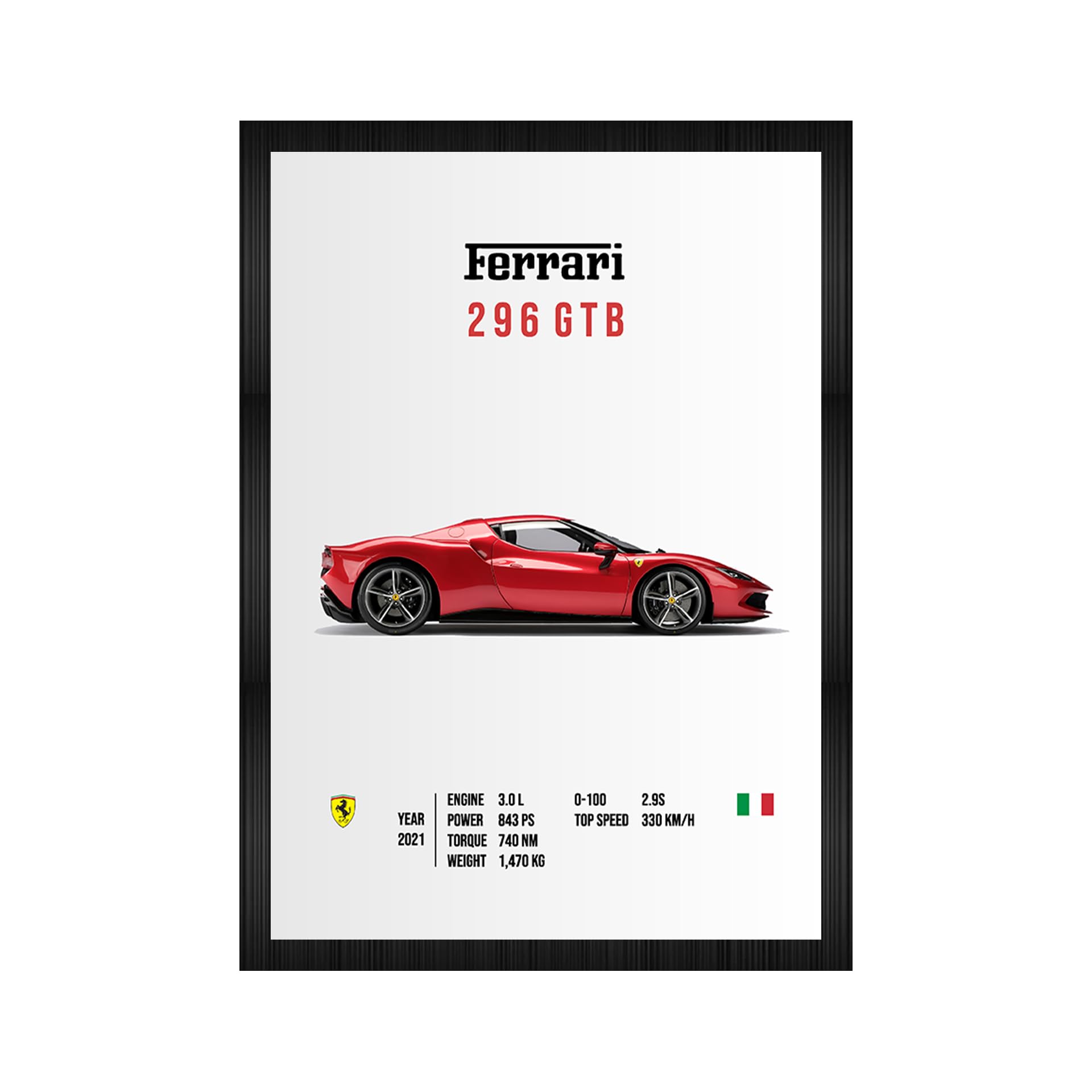 Codersparadise Ferrari-3296 Gtb Wall Poster Frames | Aesthetic A4 Poster Frames For Home, Living Room, Bedroom And Office | Wall
