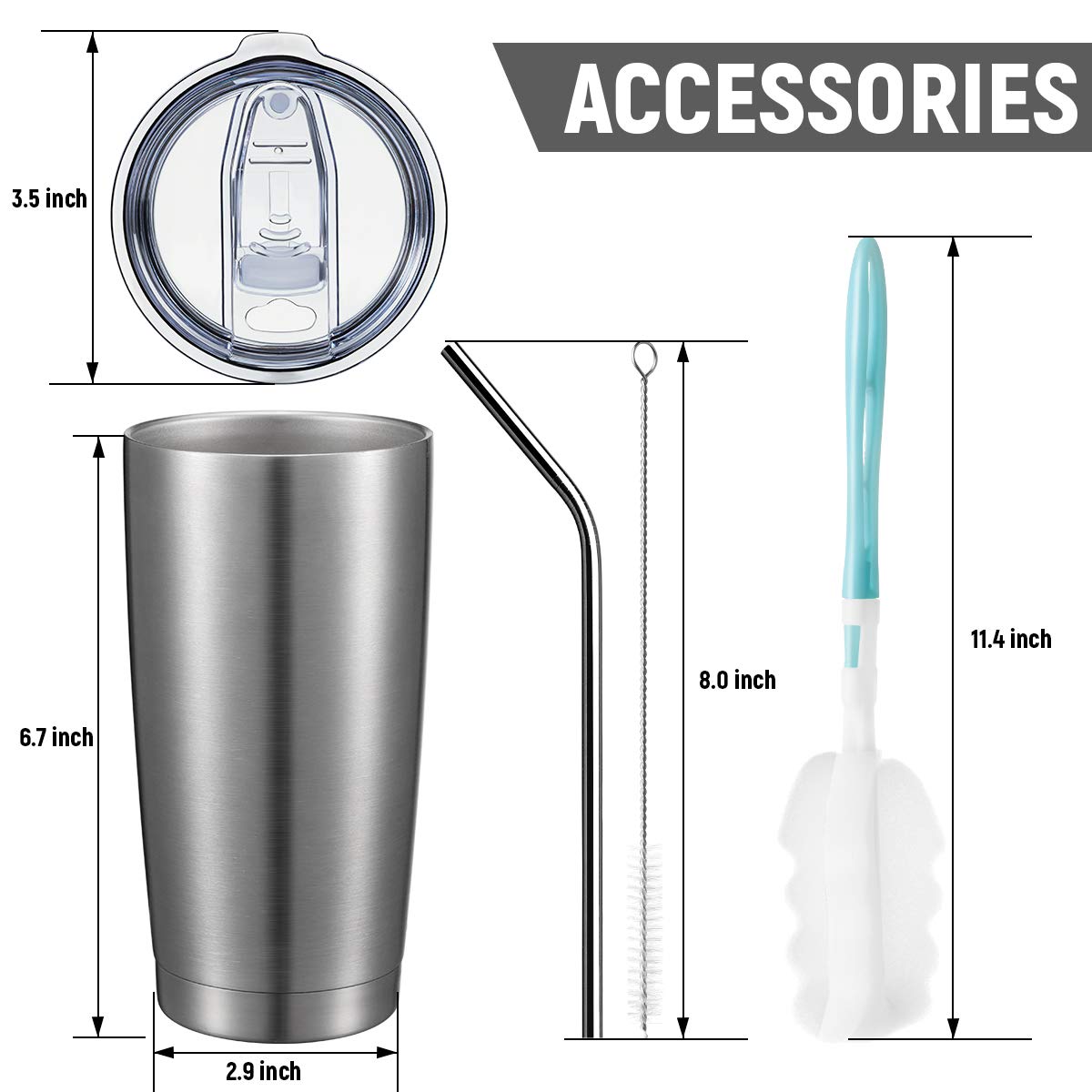 Comooo 20Oz Stainless Steel Tumbler Double Wall Vacuum Coffee Cup Insulated Travel Mug With Lid And Straw Durable Powder Coated