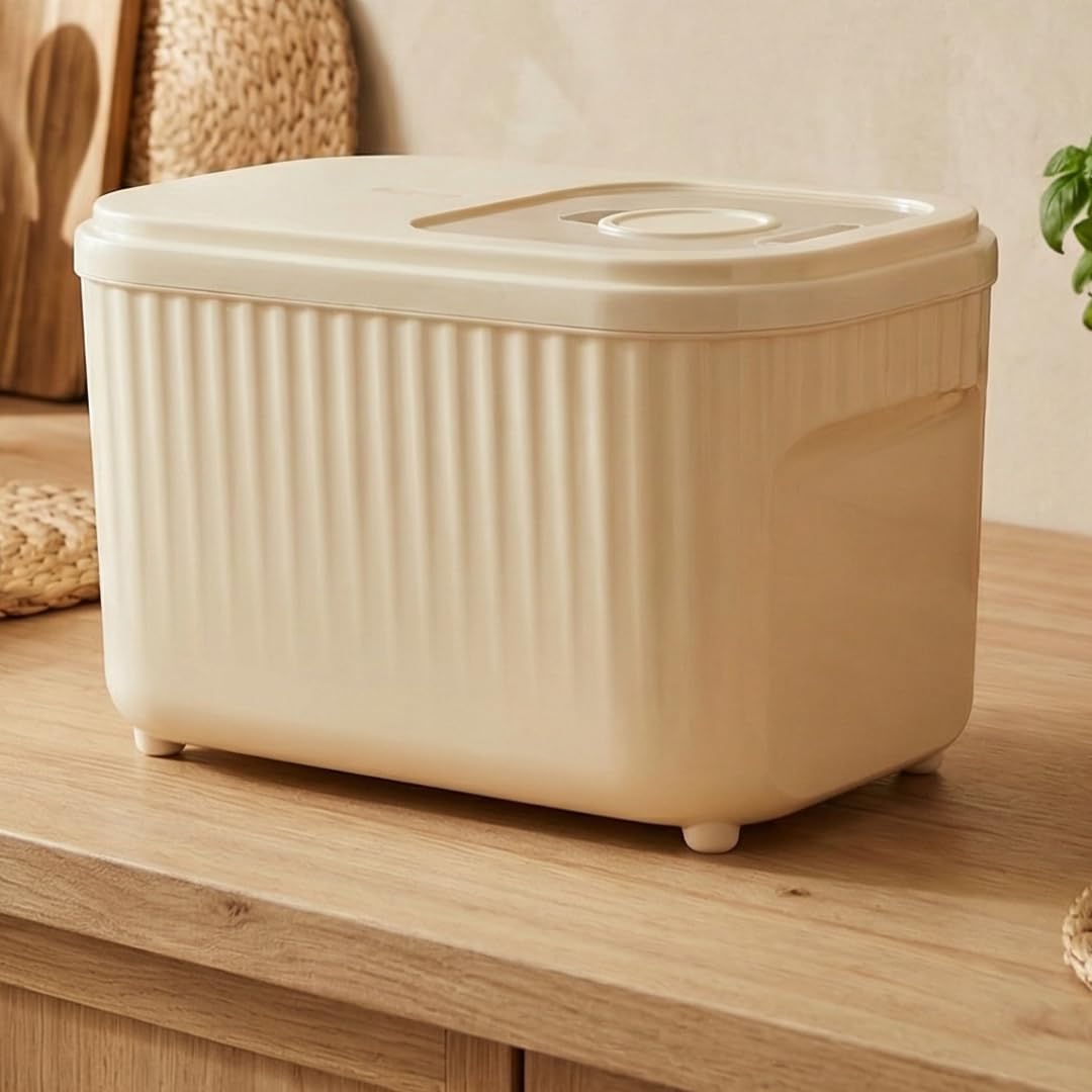 10Kg - Airtight Rice Container - Moisture-Proof & Insect-Proof Grain Storage Box With Smooth Sliding Lid For Modular Kitchen Pan