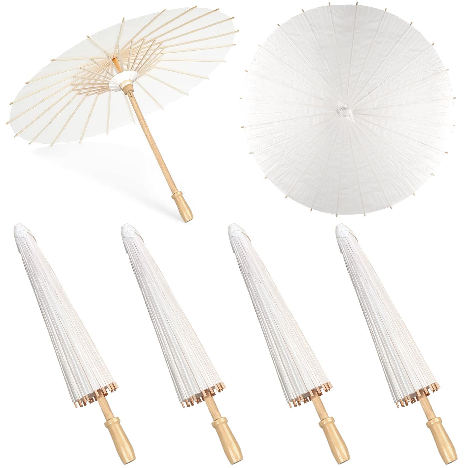 32 Pieces 33 Inches White Paper Umbrellas Chinese Japanese Oiled Paper Umbrella Large Paper Parasol Umbrella Diy Painting Oiled