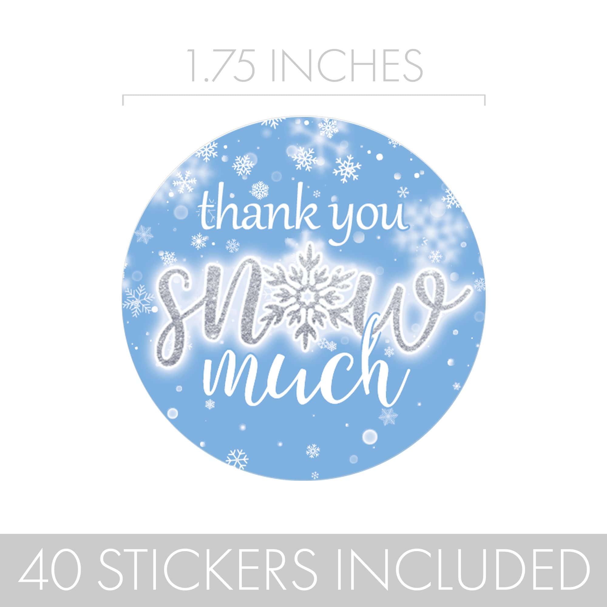 Blue Winter Snowflake Thank You Snow Much Party Favor Stickers - Baby Shower, Birthday Or Wedding - 40 Labels