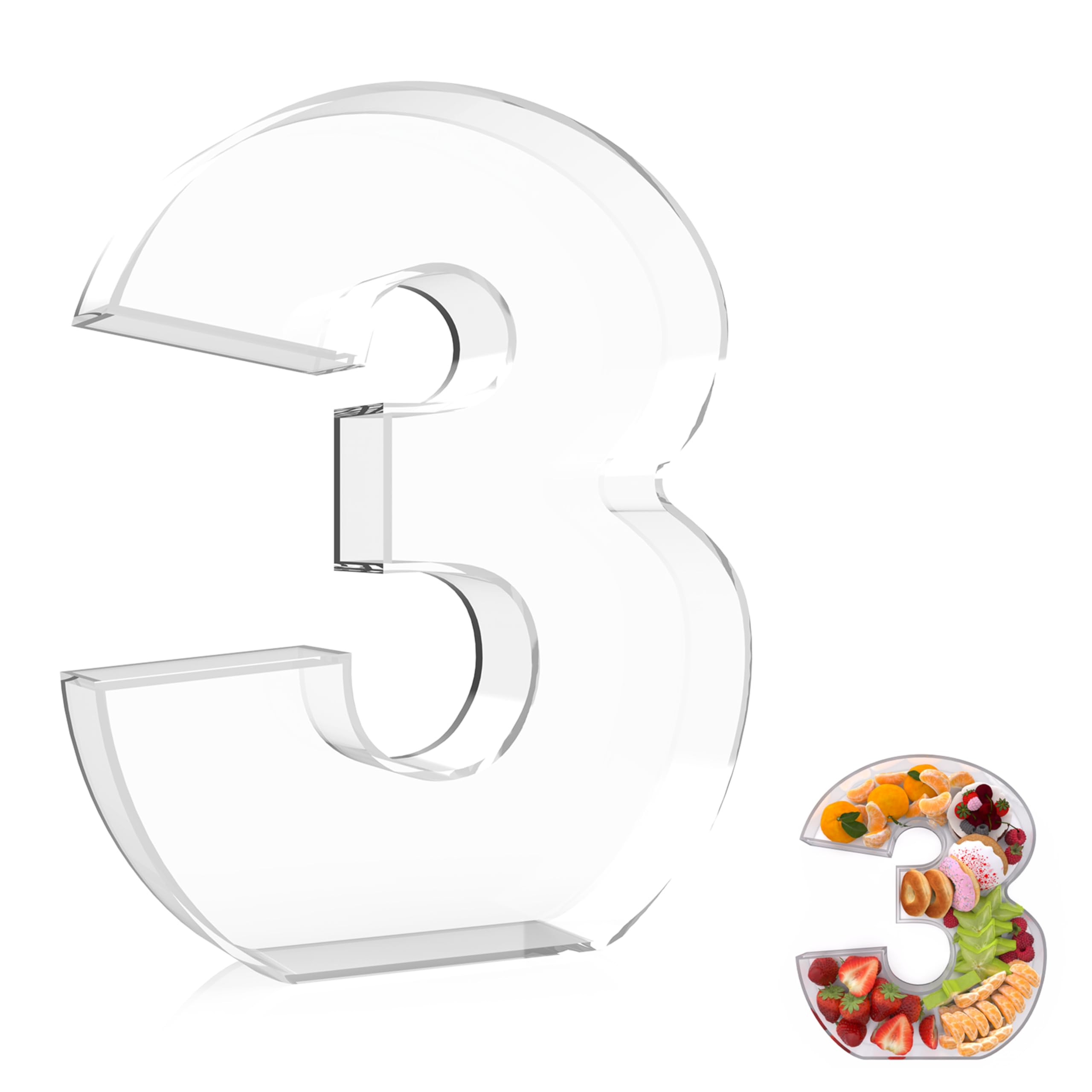 13.8 Extra Large Acrylic Number Charcuterie Board Box, Reusable Fillable Number Cake Candy Dish Display Serving Tray for Birthda