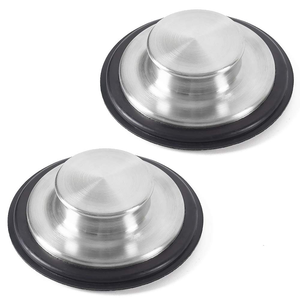 Cornerjoy 2 Pcs Stainless Steel Kitchen Sink Stopper, Large Wide Rim 3.38'' Diameter - Garbage Disposal Plug