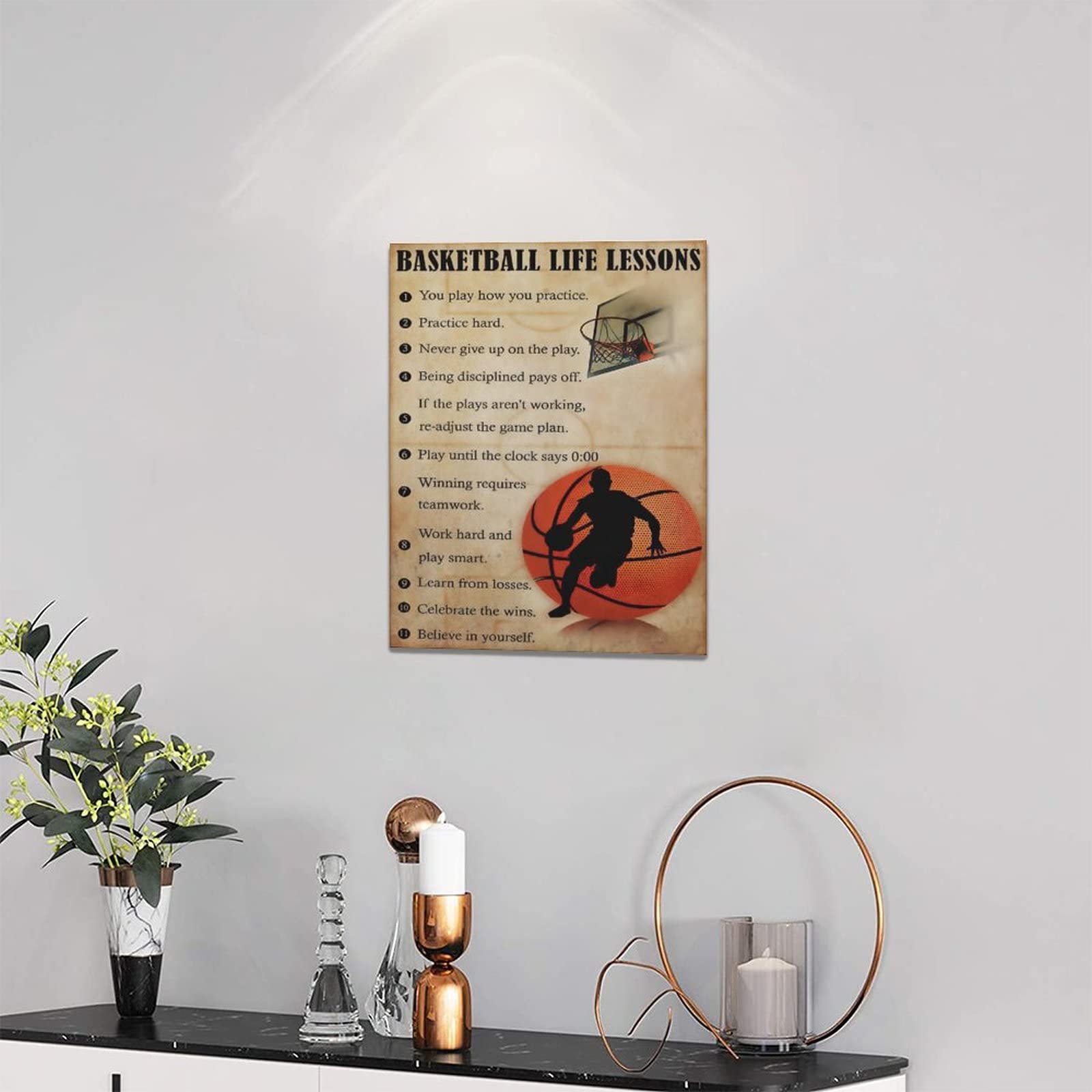 Basketball Life Lessons Wall Art Basketball Pictures Canvas Wall Decor Gifts For Basketball Player Boy Man Motivational Sports P