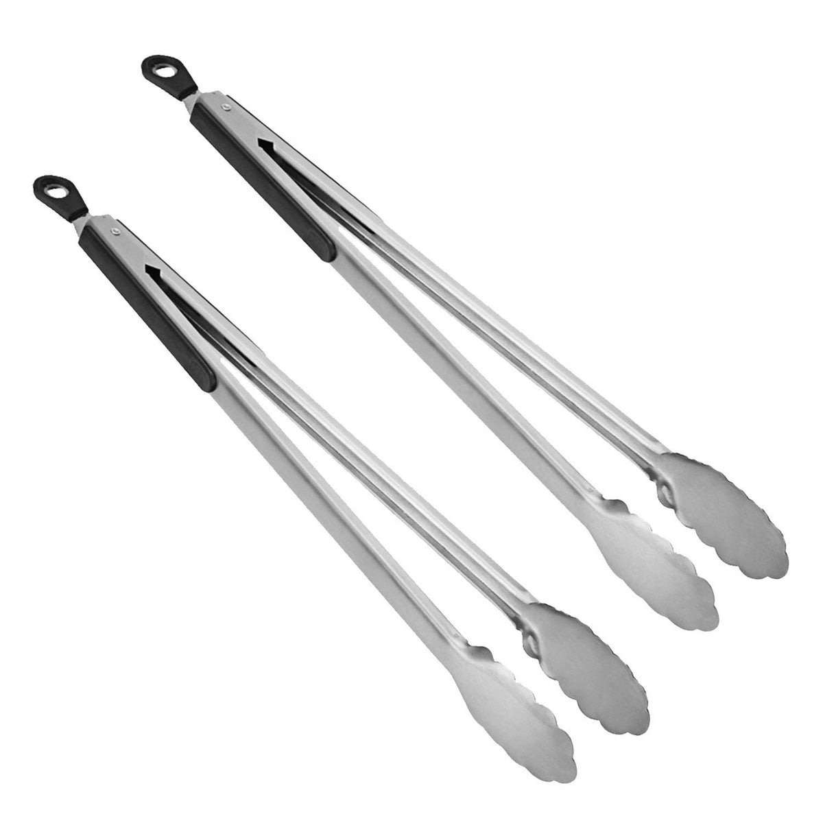 Bbq Tongs, Aoosy 16 Inch Grill Tongs For Cooking Bbq Extra Long Wide Scalloped Gripping Edge Kitchen Tongs, Set Of 2