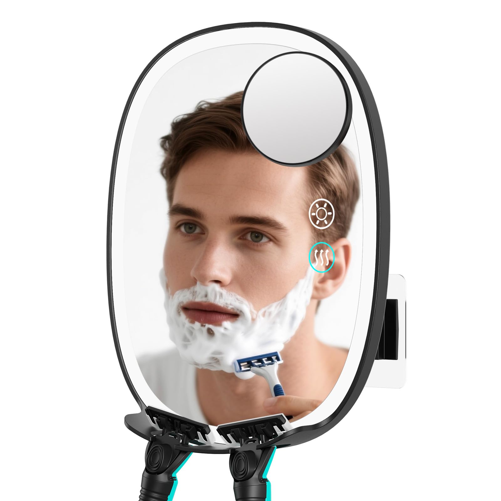 COSMIRROR Heated Shower Mirror Fogless for Shaving, Anti Fog Mirror for Shower, Fog Free Shower Mirror with 10X Magnifying, 3 Co