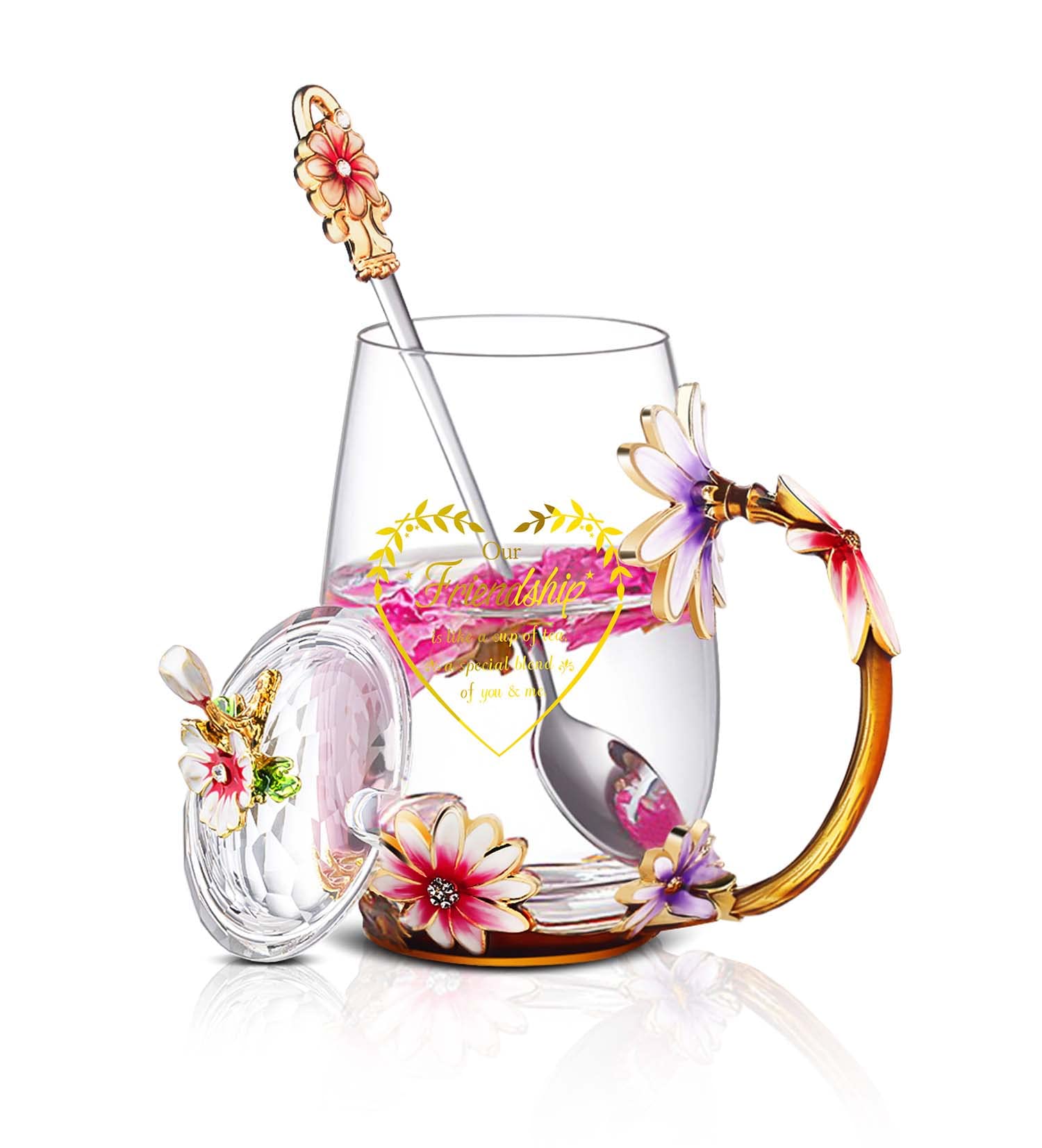 Luka Tech Friendship Gifts For Women,Friend Gifts For Women, Lovely Flower Tea Cup Coffee Mug Birthday Gifts For Bff, Female, Co