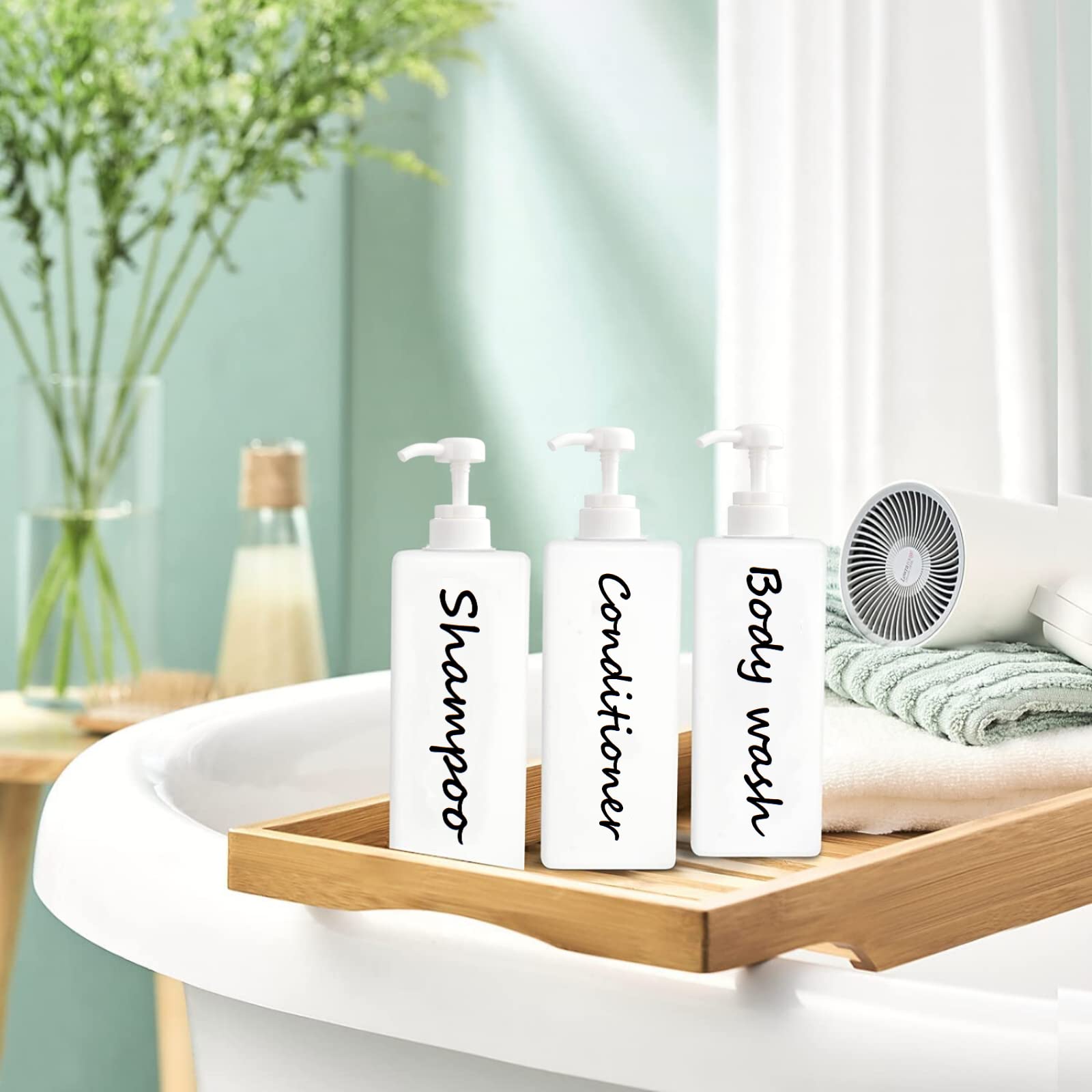 21Oz Shampoo And Conditioner Dispenser (Set Of 3) Modern Refillable Shampoo Pump Bottles For Shower Soap - Empty Shampoo Conditi