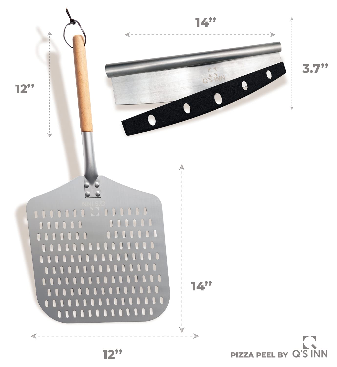 Pizza Peel 12 Inch With 18 Inch Wooden Detachable Handle For Easy Storage Pizza Paddle For Home Made Pizza By Qs Inn