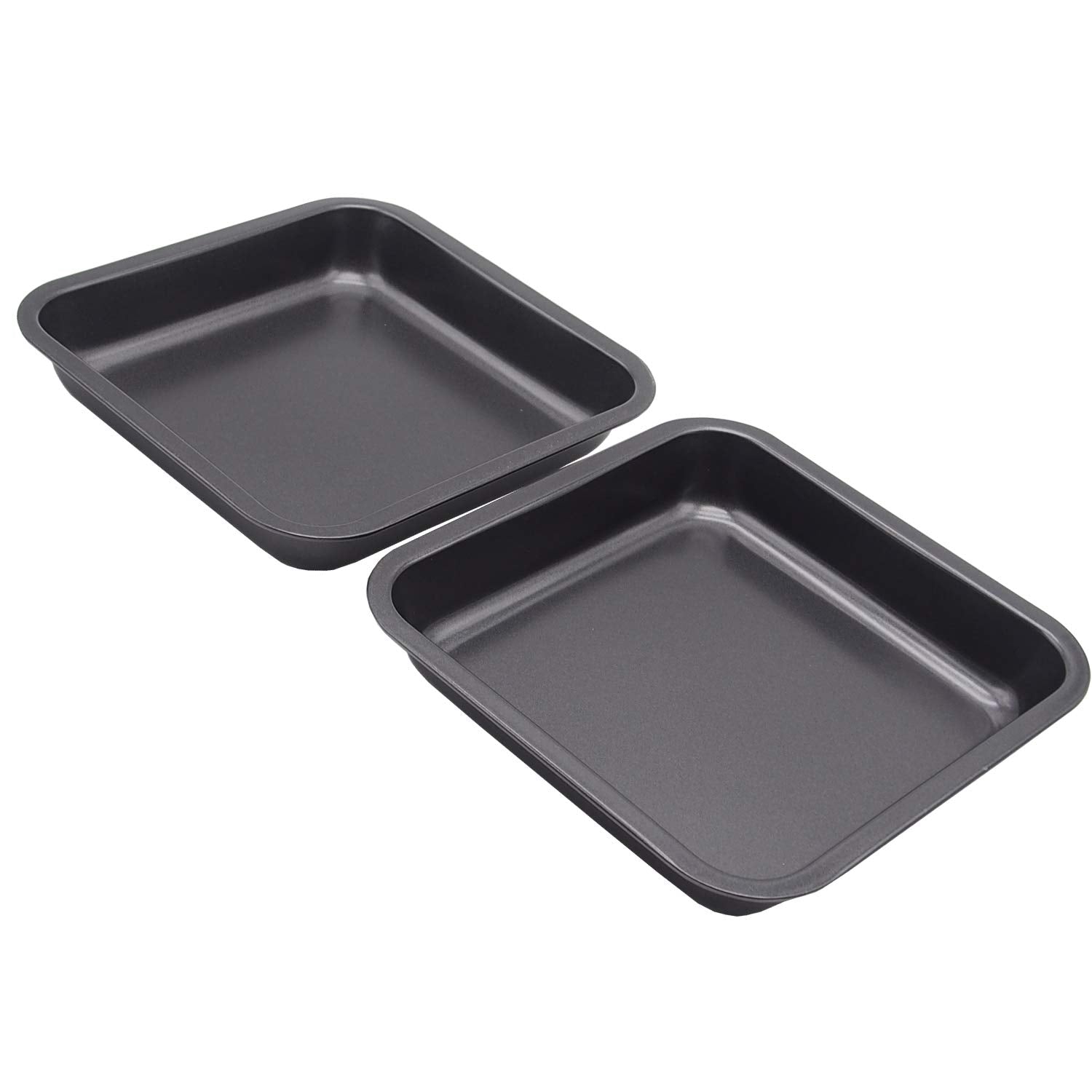 Hytk 2Pcs Mini Baking Pans 8 X 8 Inch (Inner 7.5 X 7.5) Square Cake Pan Bread Pan Nonstick Heavy Carbon Steel Bakeware