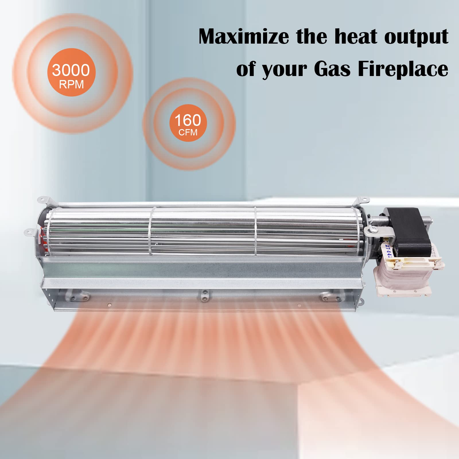 Hiorucet GA3650A GA3700 GA3650 GA3750A BK BKT Fireplace Blower Fan Kit for Desa Tech, FMI, Vanguard, Vexar, Astria Fireplace. Re