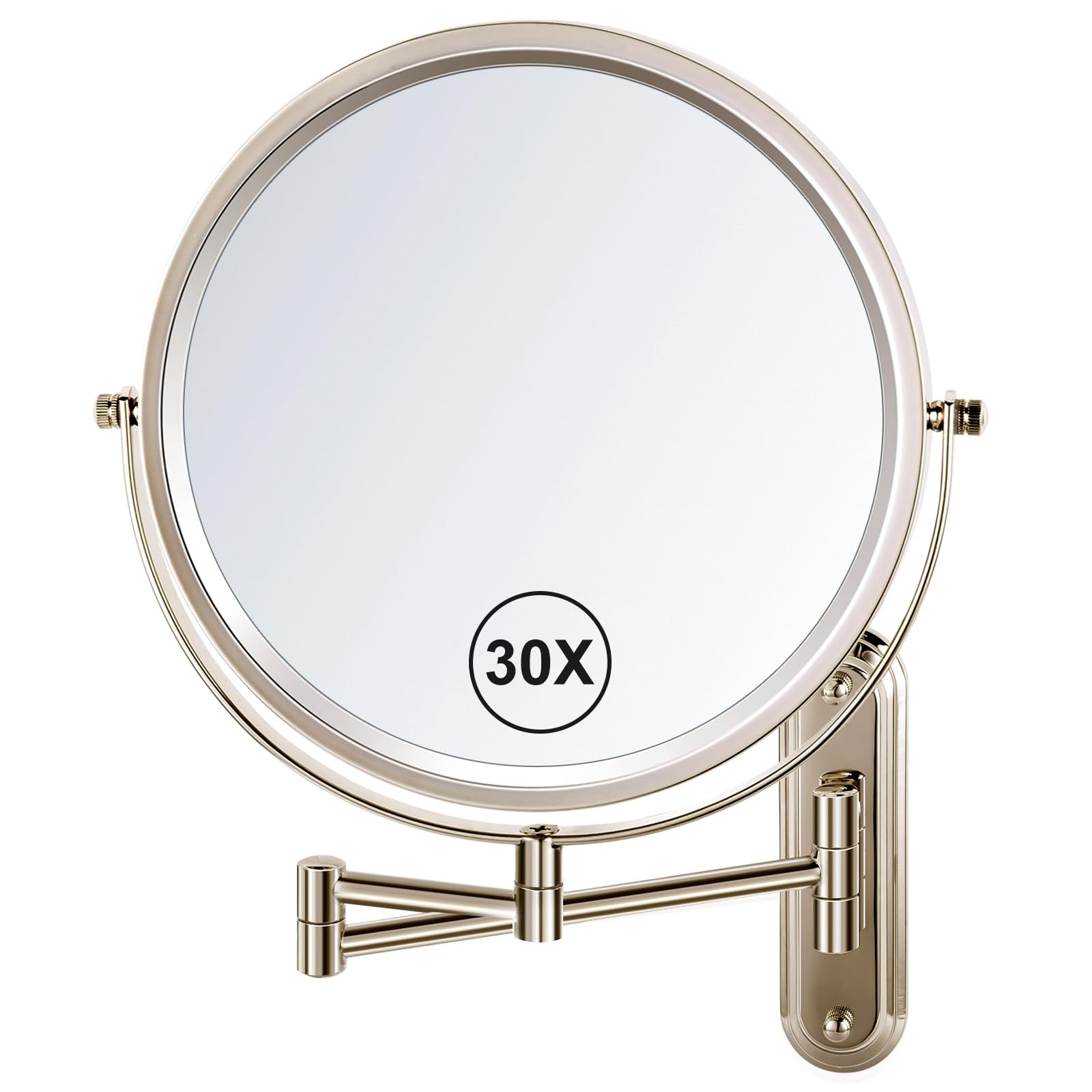 Wall Mounted Makeup Mirror - 1X/30X Magnifying Makeup Mirror with Extended Arm 360Swivel Vanity Mirror, 8.5in Double Sided Mirro