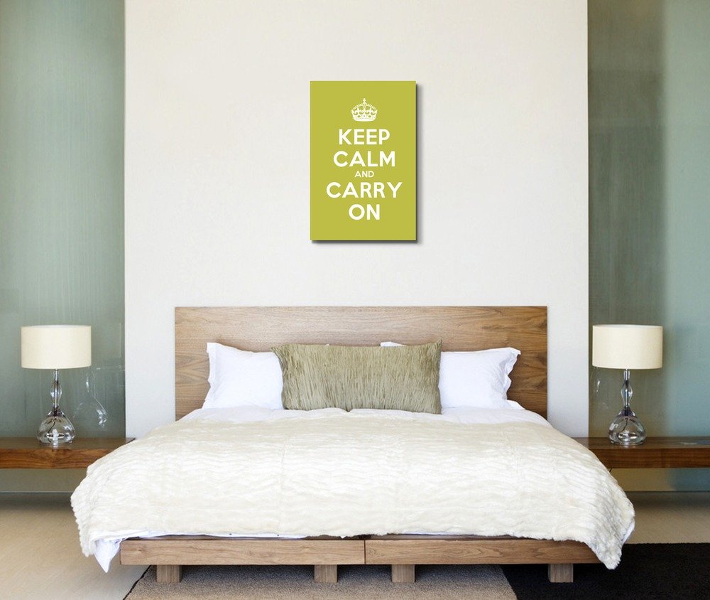 Canvas Wall Art Gallery Wrap Canvas Prints - Keep Calm And Carry On | Stretched Grass Green Canvas Home Art Ready To Hang - 24''