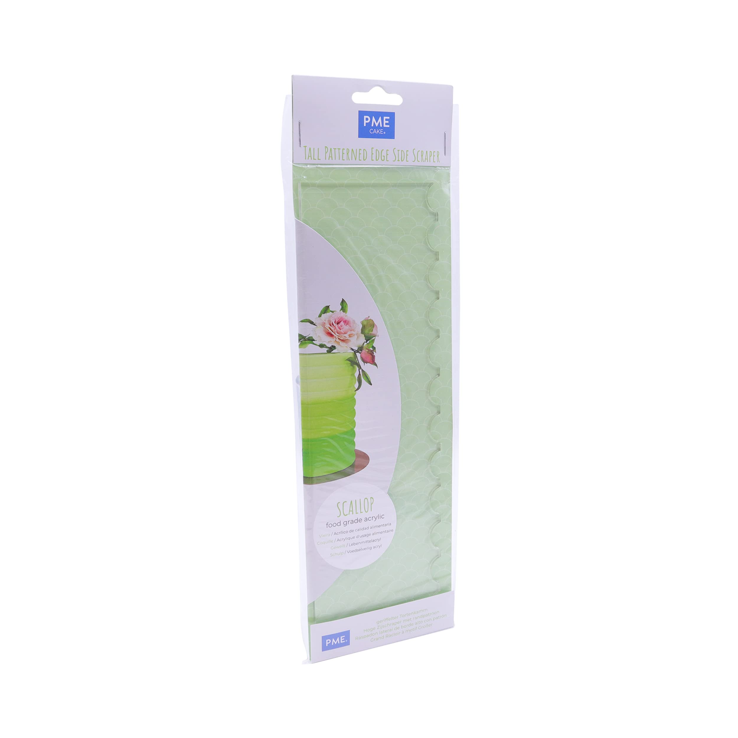Pme Tall Patterned Edge Side Scraper For Cake Decorating-Scallop, Standard, Transparent