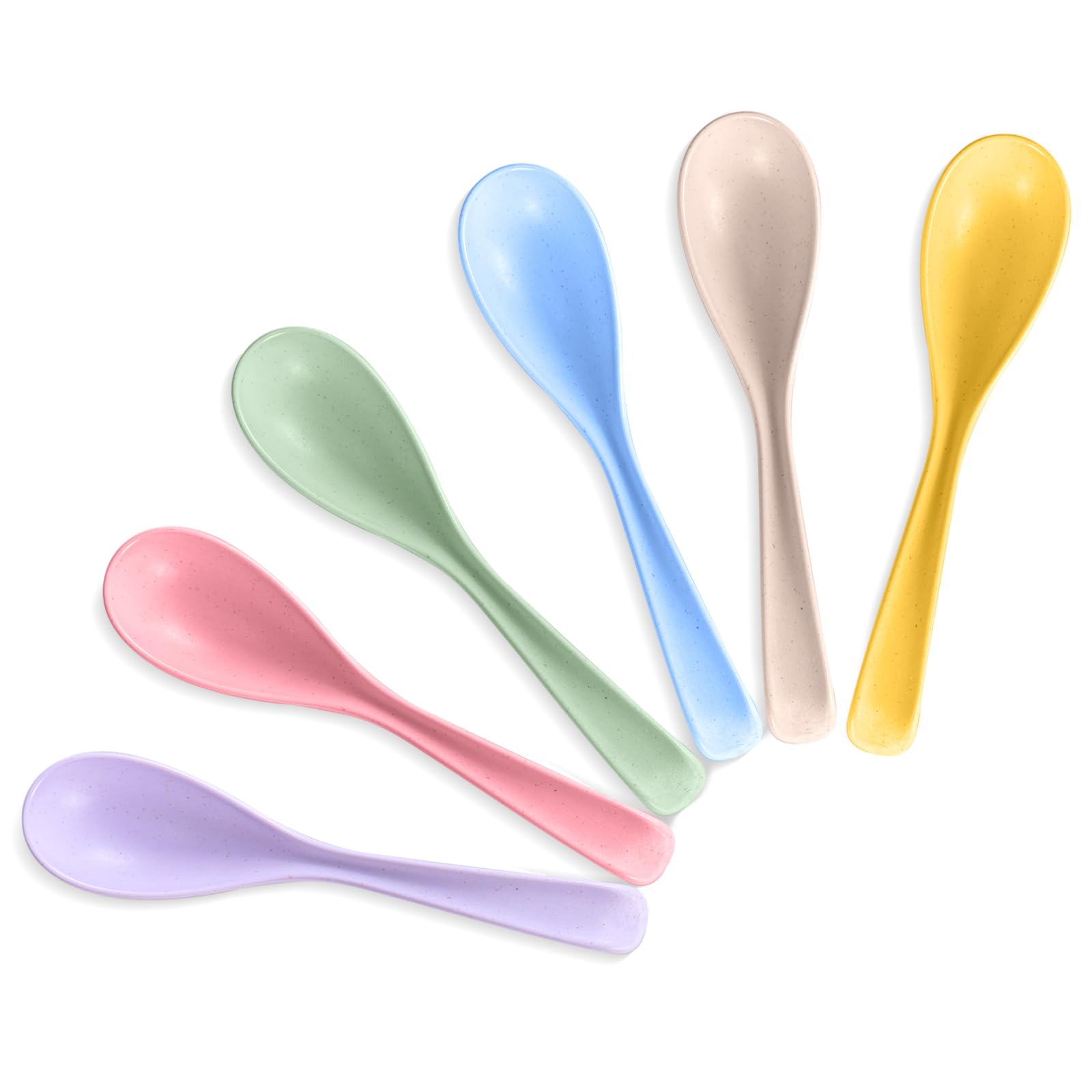 HMDZMR Wheat Straw Soup Spoons, Long Ramen Spoons, Asian Soup Spoon Wheat Straw Utensils for Noodle Pho Dumpling Wonton Cereal (