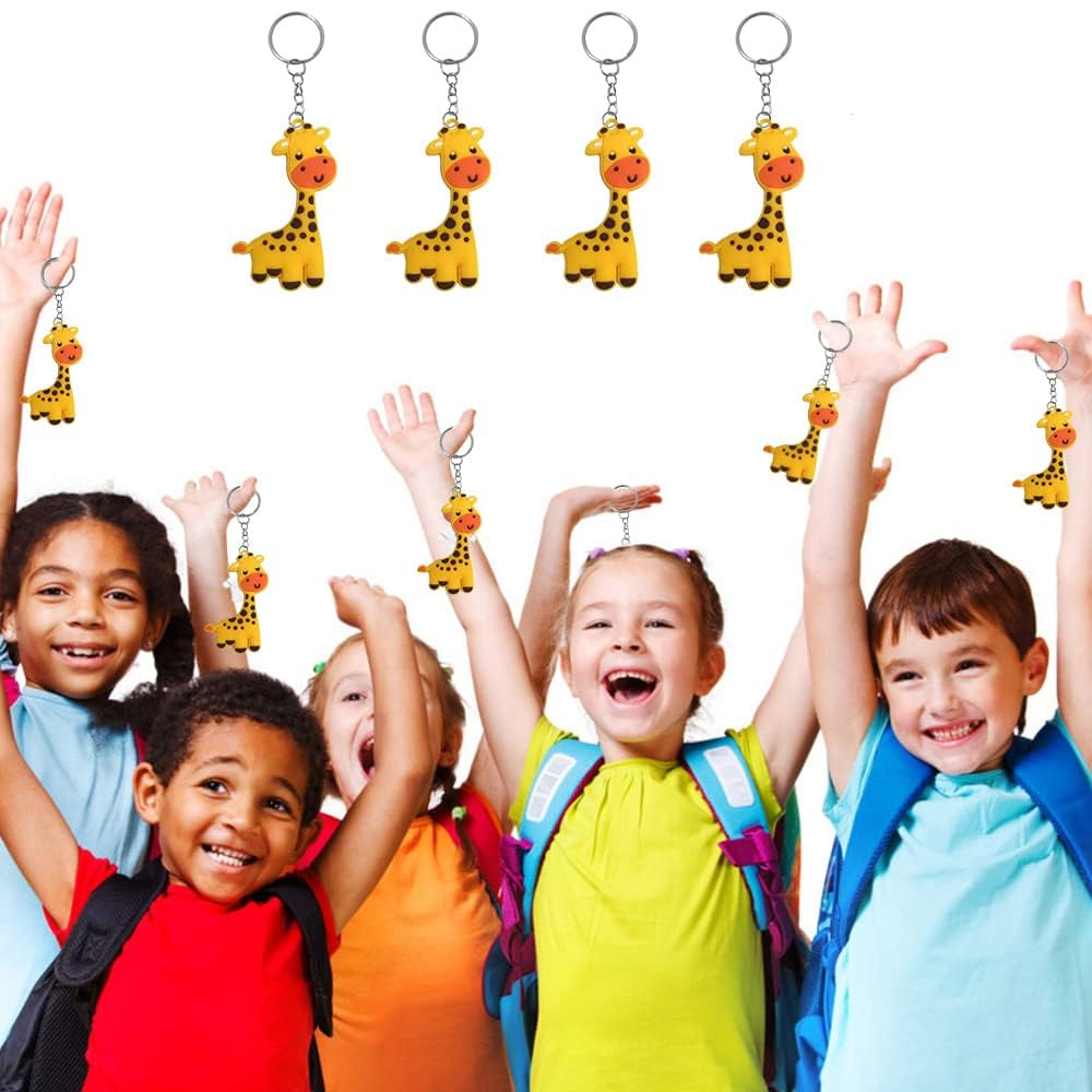 Imagitek 24 Pack Giraffe Keychains Safari Animal Keychains For Giraffe Themed Party Favors, Jungle Safari Party Favors, Birthday