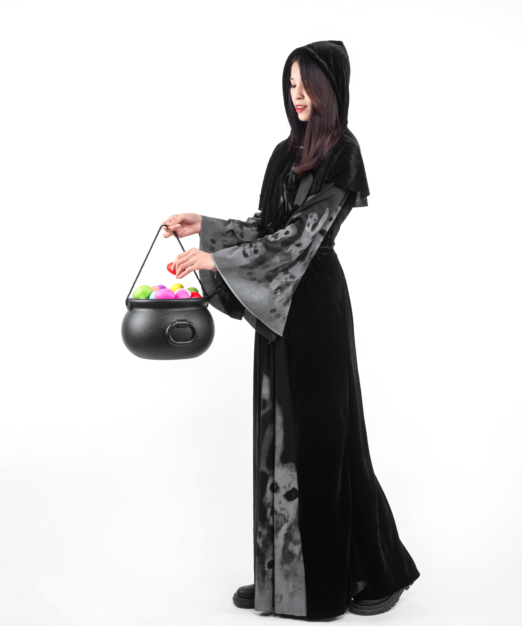Glocamping 11'' And 7.4    Package Large Easter Day, St. Patrick'S Day, Halloween Black Plastic Witch Cauldron Kettle, Candy Hol