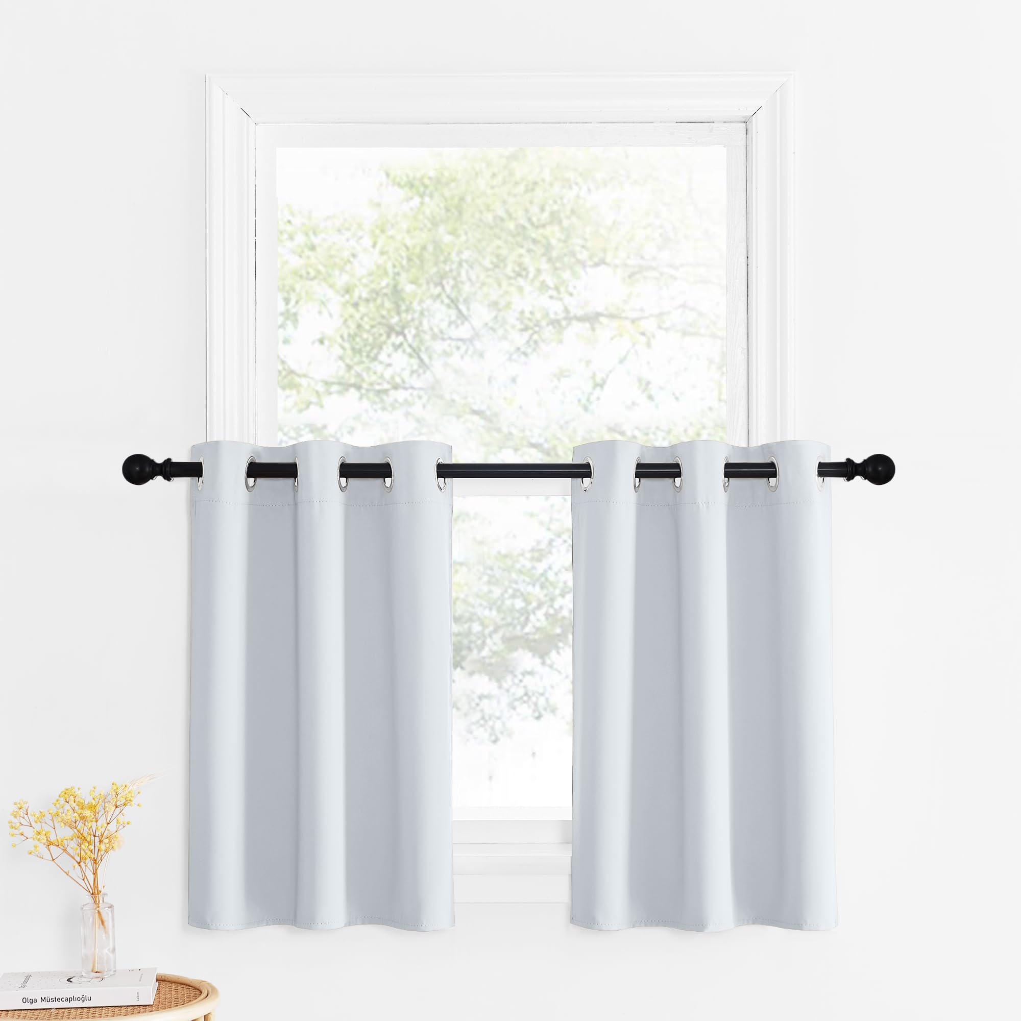 NICETOWN Small Curtains for Door Windows, Blackout Thermal Insulating Drapes for Basement Bathroom Kitchen Cabinet Cafe RV Campe