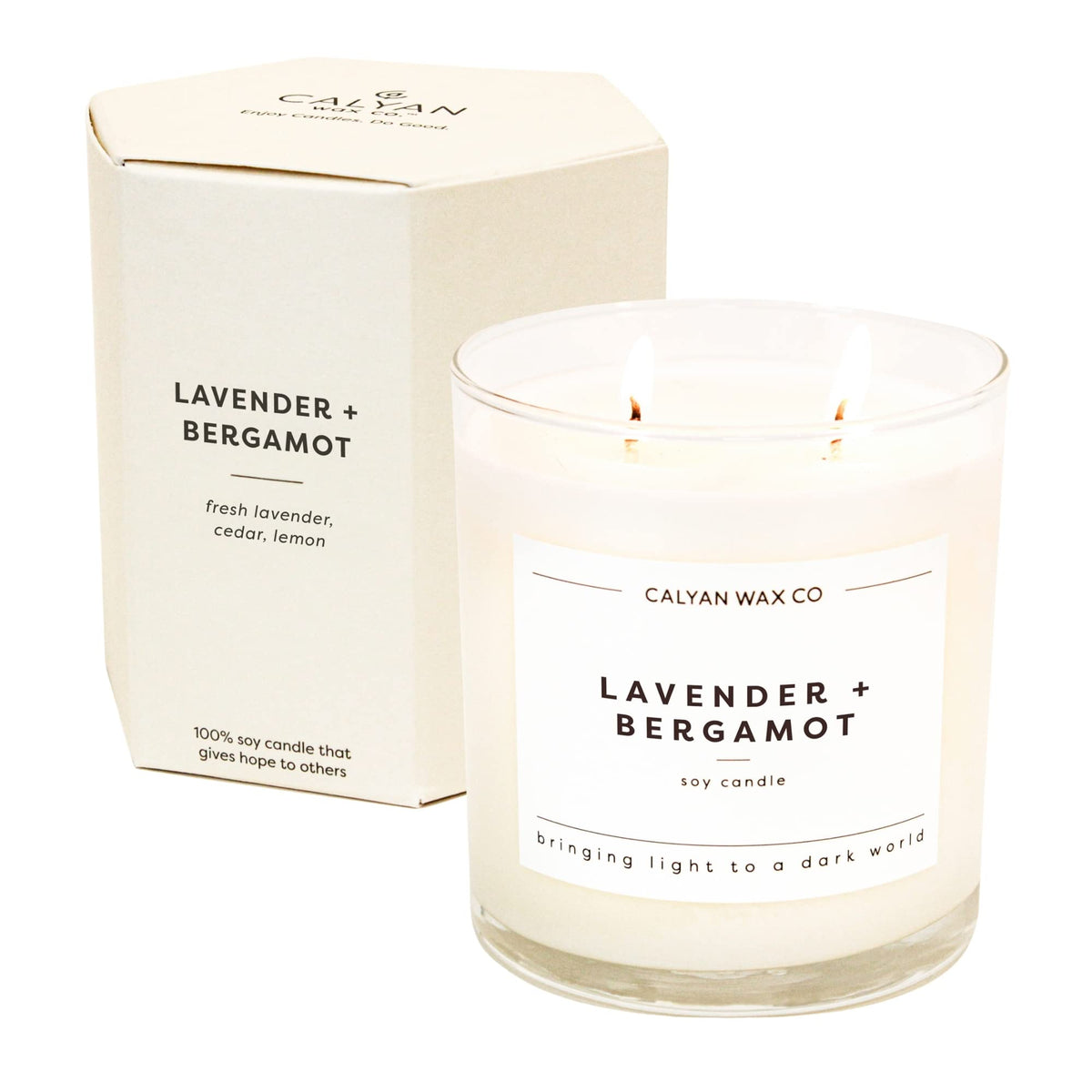 Calyan Wax Scented Candle, Lavender & Bergamot Candle for The Home Scented with Cedar & Citrus, Soy Wax Aromatherapy Candle in G