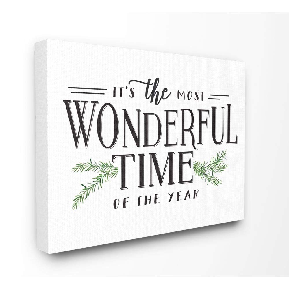 Stupell Industries Most Wonderful Time Christmas Holiday Word Design Canvas, 24 X 30, Multi-Color