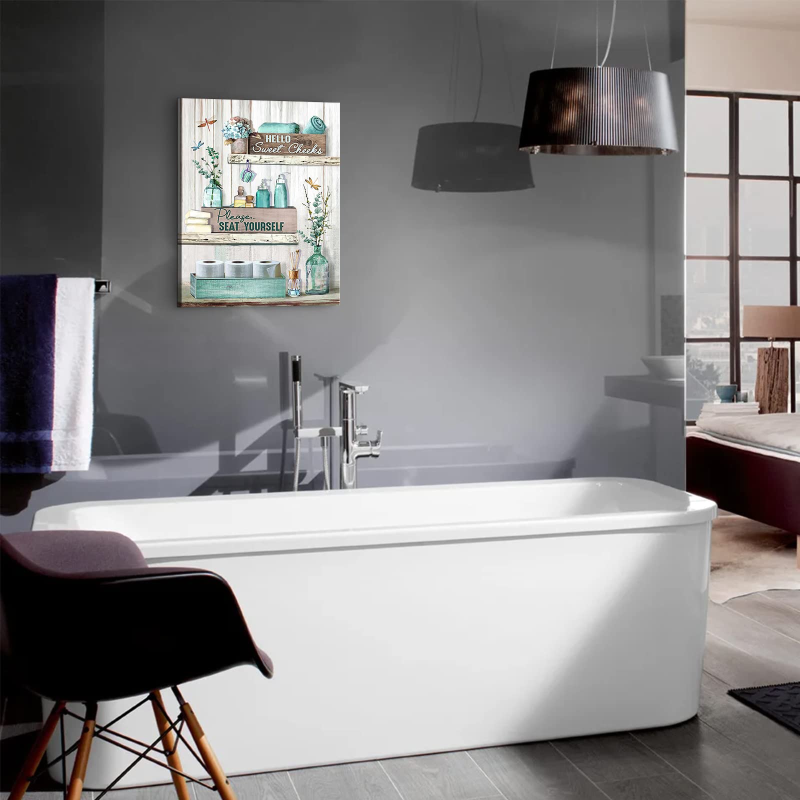 Bathroom Decor Canvas Wall Art Rustic Bathroom Sign Please Seat Yourself Print Paintings Turquoise Bathroom Pictures Modern Home