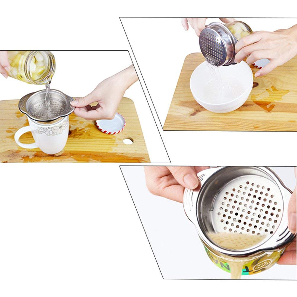 Onwon Tuna Strainer Food-Grade Stainless Steel Sieve Tuna Press Can Lid Oil Drainer Remover Canning Colander Oil Squezzer Easy T