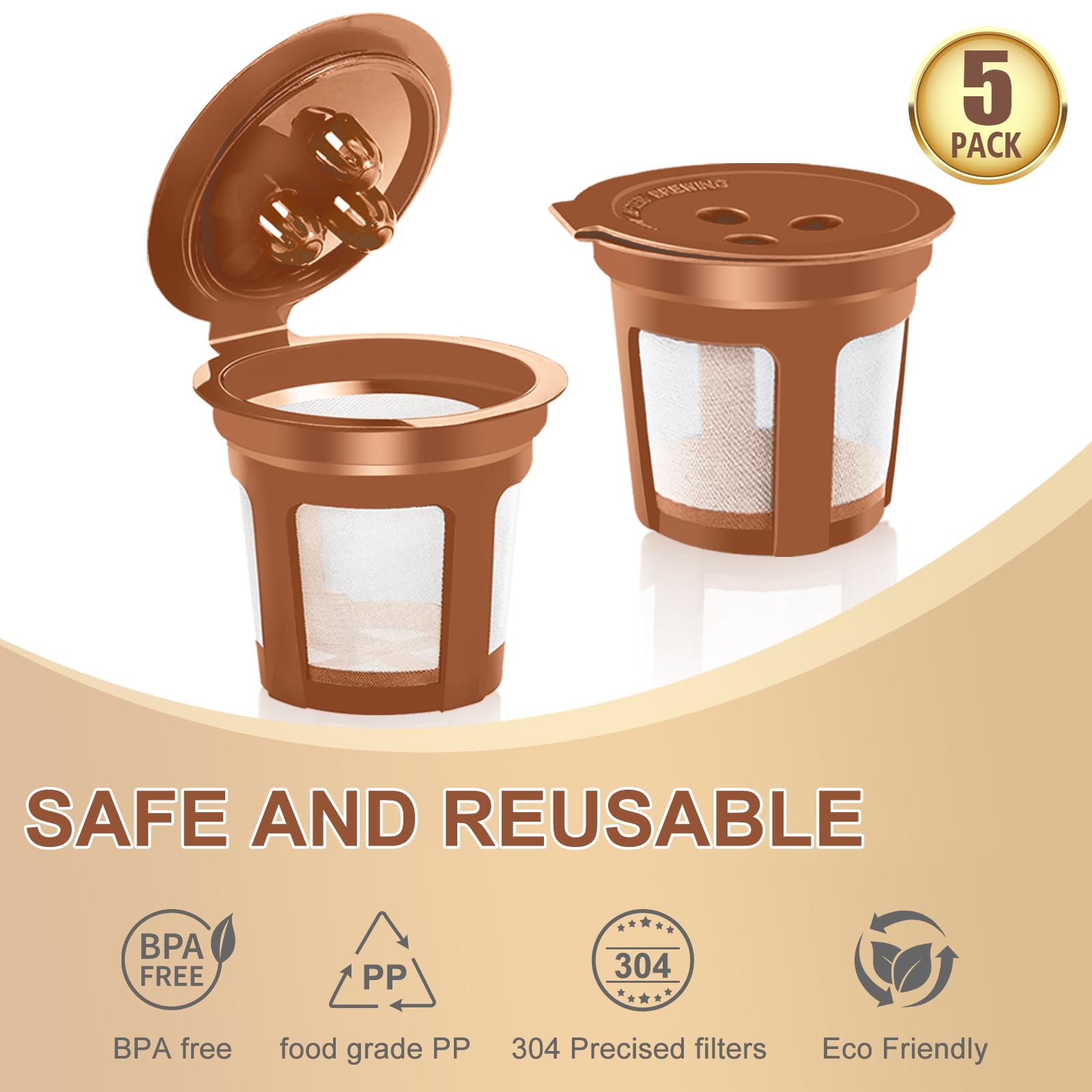 Vivi Sky Reusable Coffee Filter For Ninja Coffee Maker, 4 Cone Coffee Maker Filter #4 For Ninja Dual Brew Coffee Maker Ninja Cof