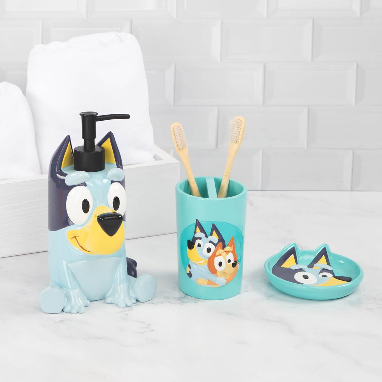 Bluey Soap Dish - Blue Resin Sponge Holder/Bar Soap Holder - Kids Bathroom Tray