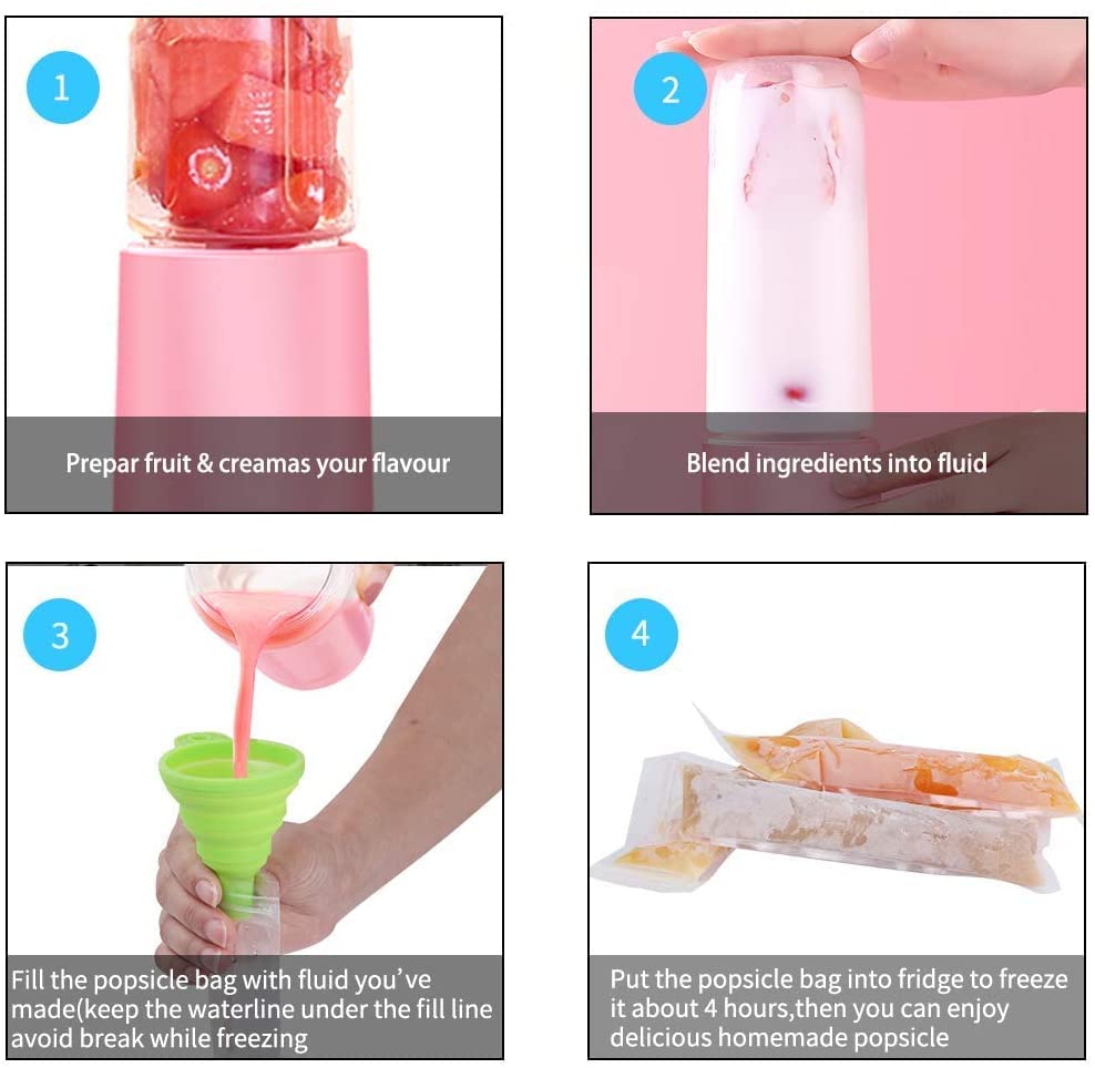 Popsicle Molds Bags, 50 Pack Diy Disposable Ice Pop Bags With Silicone Funnel (50)