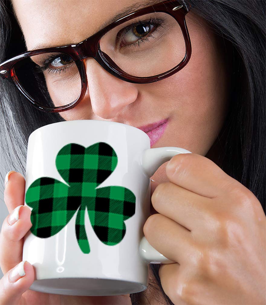 Coffee Mug 11 Ounces Plaid Shamrock Clover Irish St Patrick 's Ireland Lucky Ceramic Tea Cup Design Only