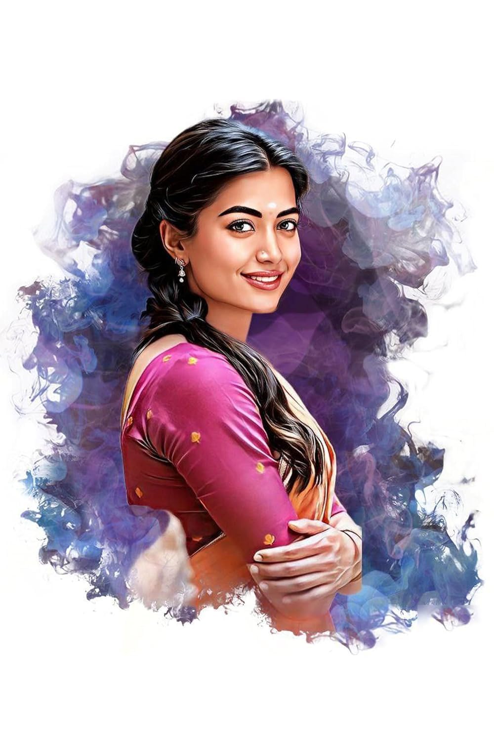 Jadoun Customised Digital Handmade Smock Pattern Oil Painting | Gift For - Anniversary | Birthday |Wife | Husband | Sister | Gif