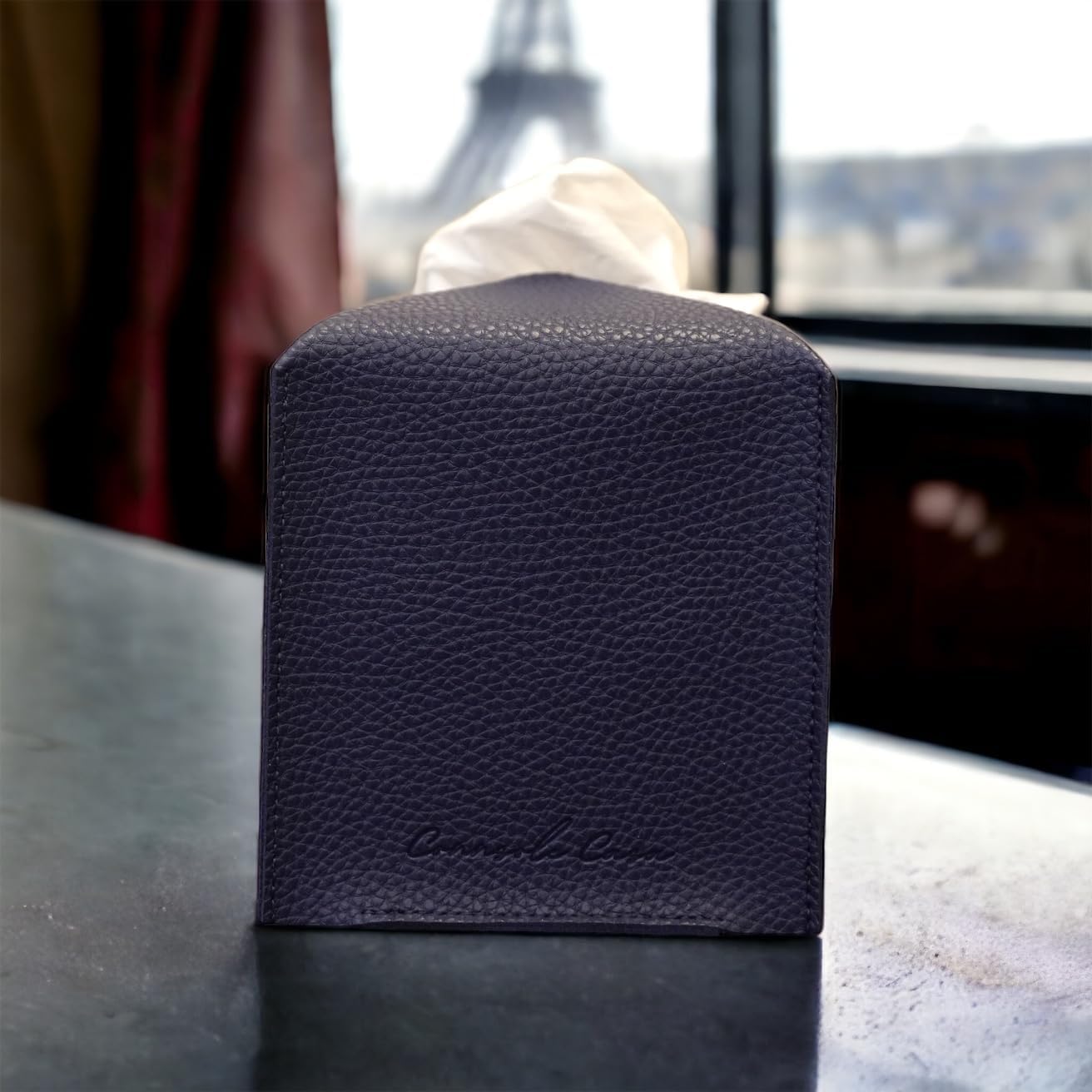 Connsole Casa Premium Pu Leather Tissue Box Holder - Elegant Hotel-Style Blue Tissue Box Cover For Enhanced D  Cor Of Home, Offi