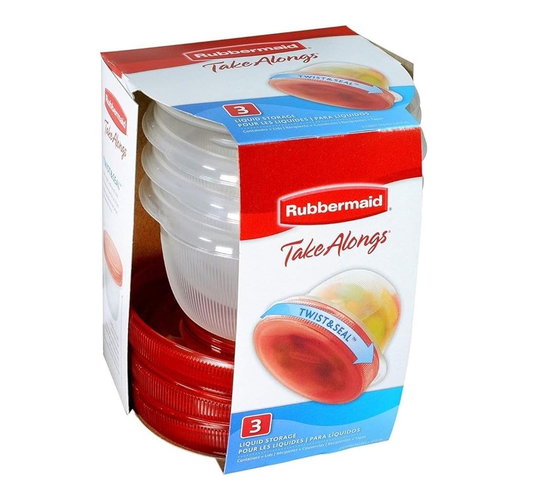 Rubbermaid Takealongs Twist & Seal, Twist Top Food Storage Containers, 2 Cup, 3 Pack