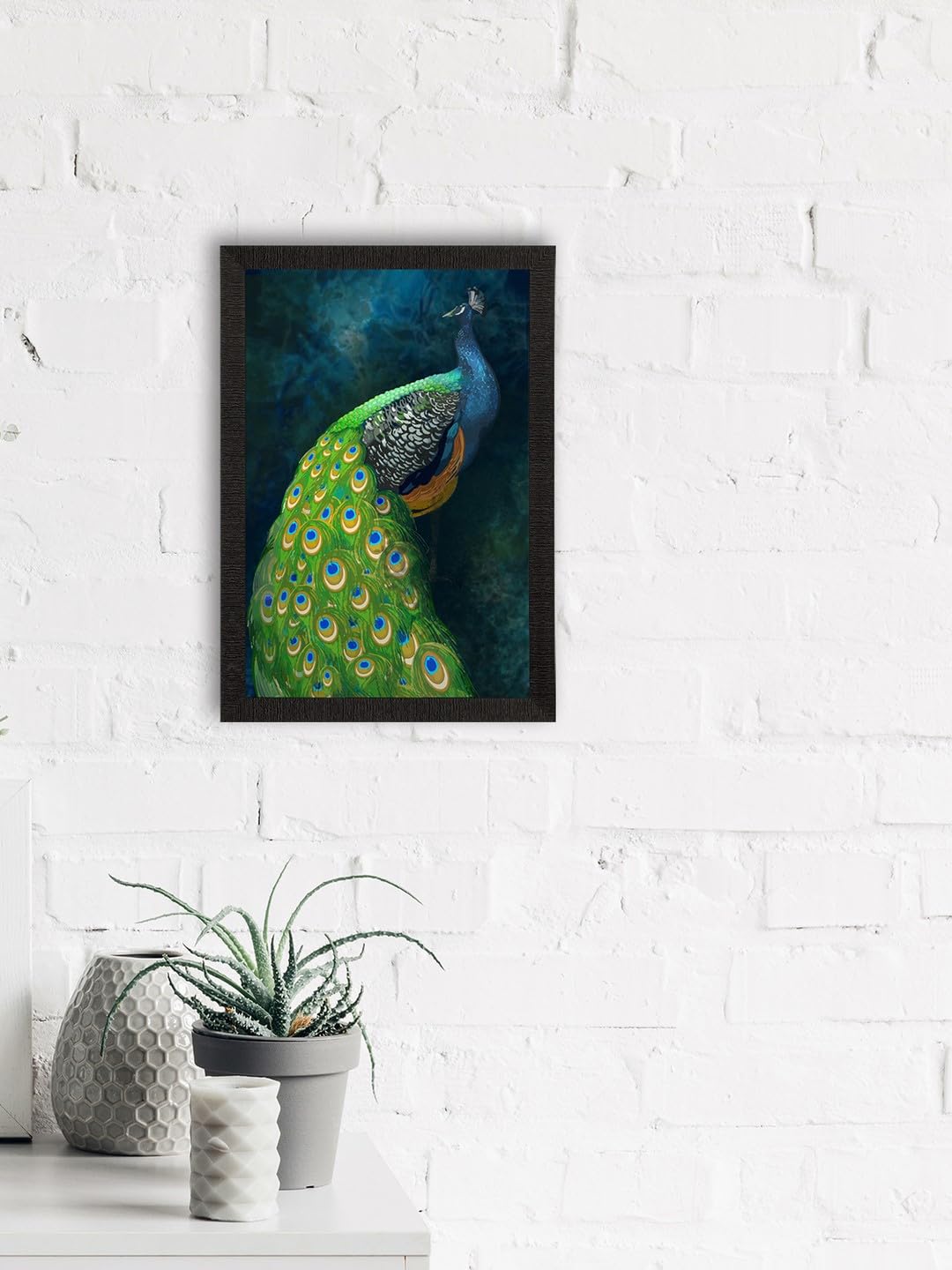 Ecraftindia Peacock Satin Matt Texture Uv Art Painting, Multicolour, One Size (Fpr2Abr107)