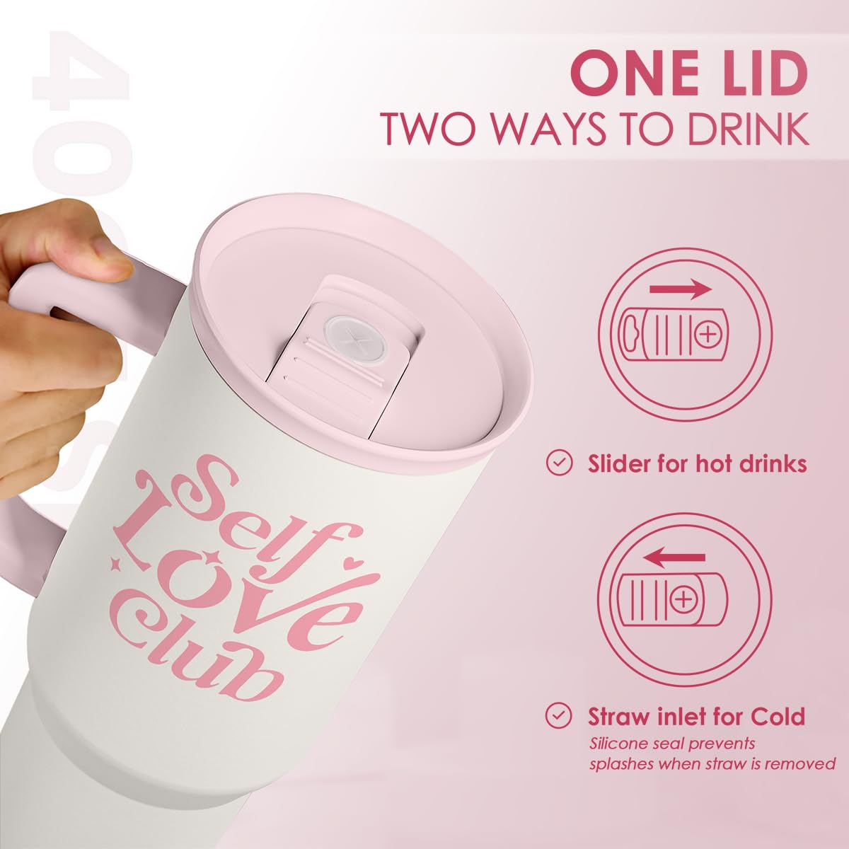 Inspirational Gifts for Women Girls, Inspiration Stainless Steel Insulated Tumbler with Handle, Self Love Clup Coffee Travel Mug