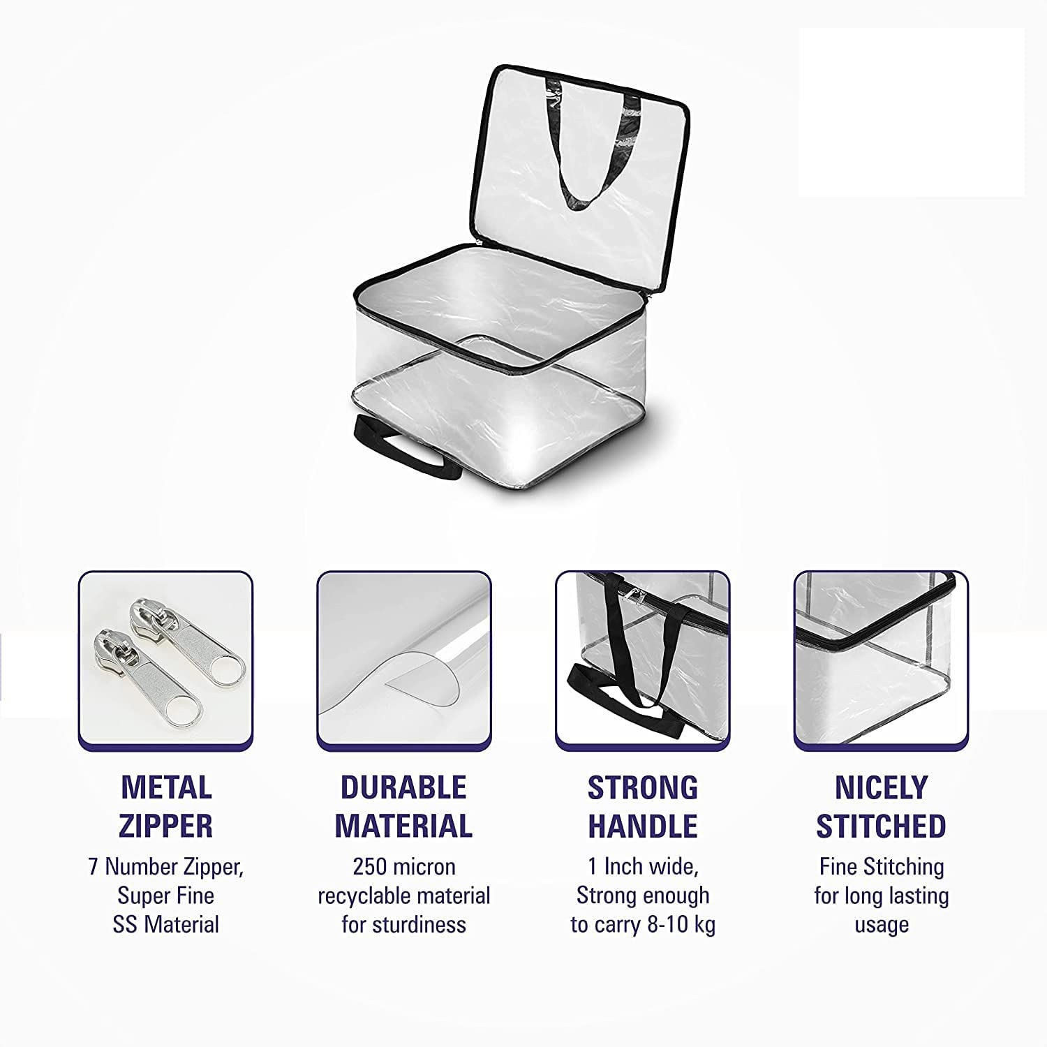 HOLLIO Transparent Pvc Storage Bag for Saree Covers,Clothes, Lehenga, Blankets, Bedsheets, Toys, Docs | Wardrobe Organizer | Cle