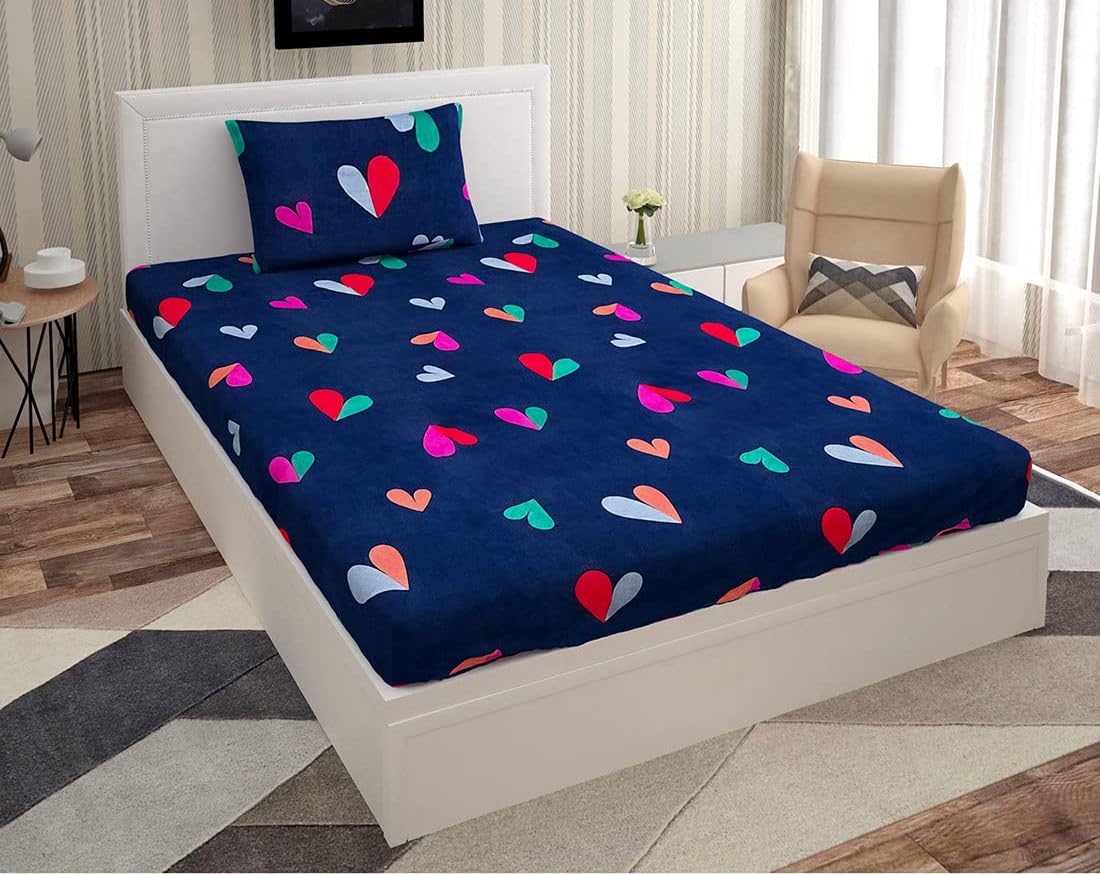 Rrc Super Soft Brushed Microfiber Cotton Elegant Elastic Fitted Bedsheet With 1 Pillow Cover,36X78(Inches) Elastic On All Around