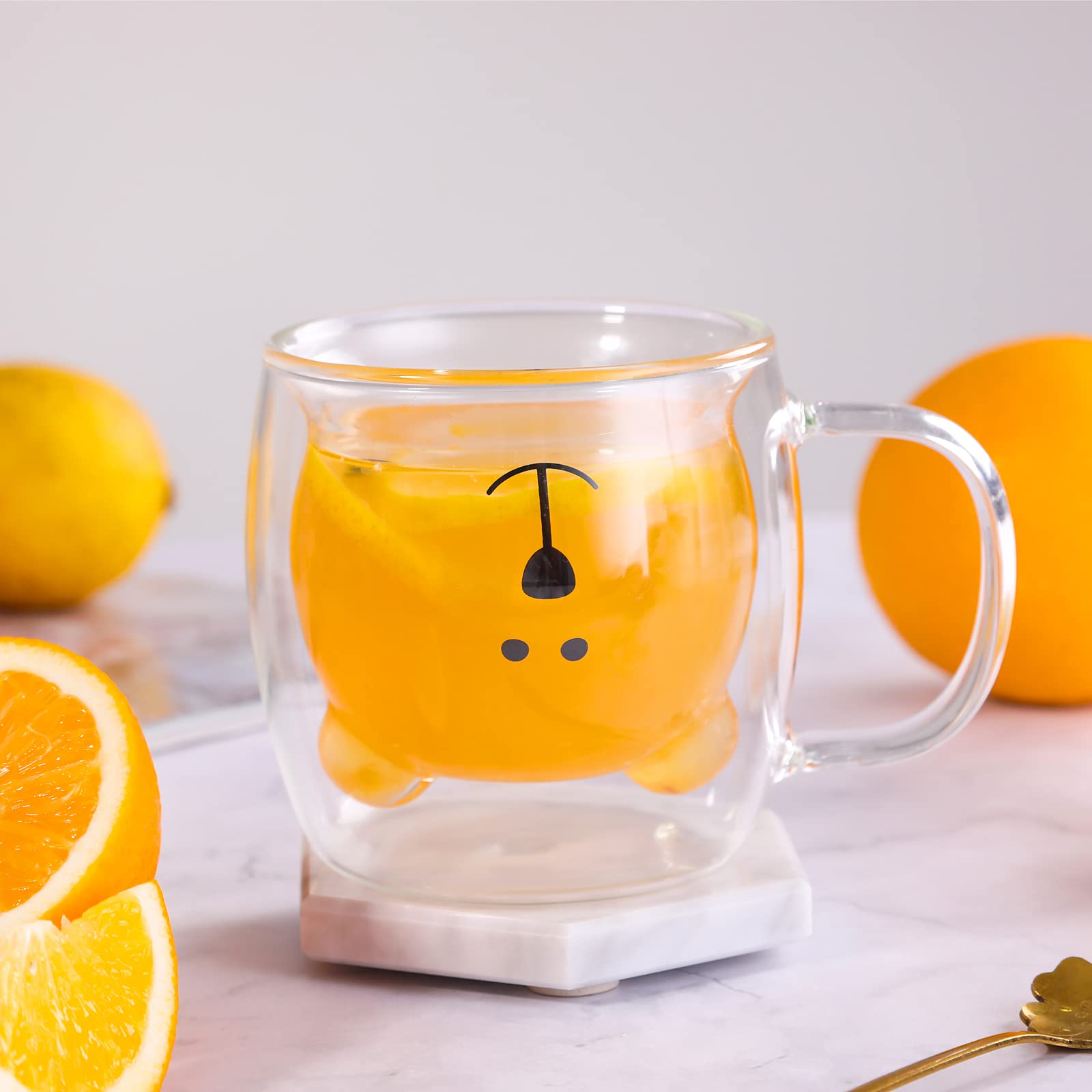 Shendong Cute Bear Mugs Cute Cups Bear Tea Coffee Cup With Handle 8.5Oz Milk Cup Double Wall Insulated Glass Espresso Cups Glass