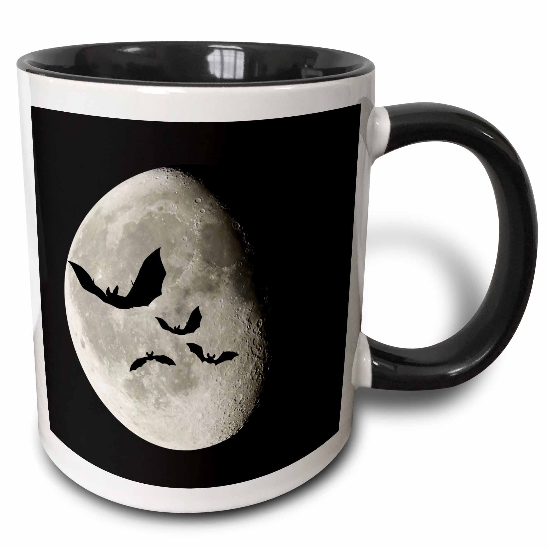3dRose Bats Flying Past Moon Xander Animal 11oz TwoTone Black Mug