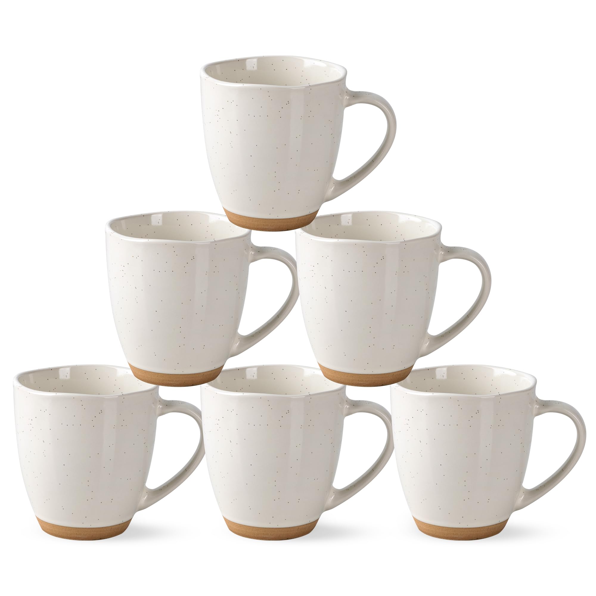 AmorArc 12oz Ceramic Coffee Mugs set of 6, Stylish Coffee Mugs with Rustic Terracotta Underside for Latte/Cappuccino/Milk/Cocoa,