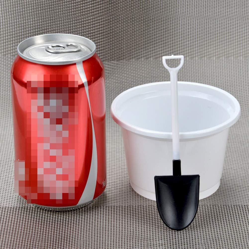 50 Pieces Disposable Plastic Ice Cream Dessert Spoons Plastic Shovel Shape Dessert Spoon Mini Ice Cream Plastic Shovel Spoon Pud