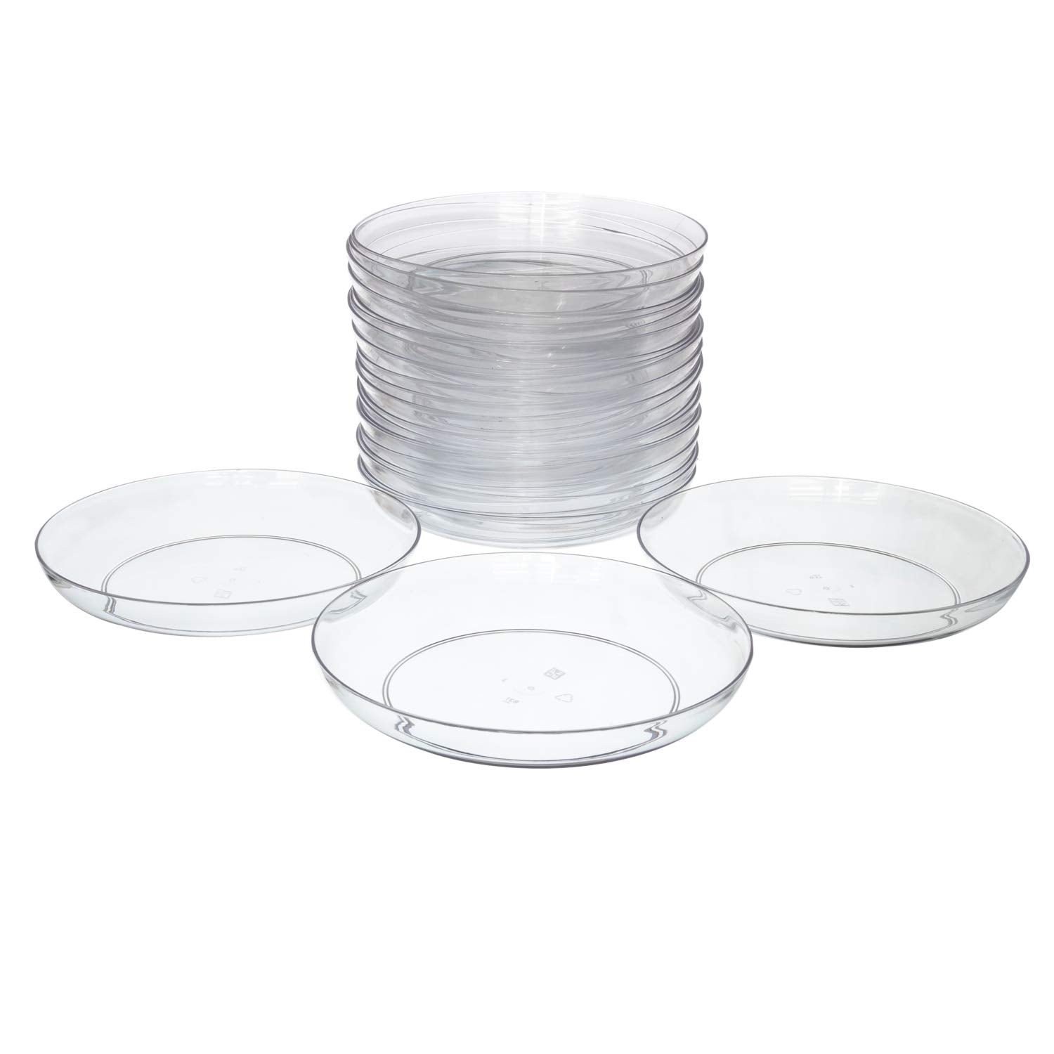 Royal Imports 9'' Clear Plastic Saucer Plant Drip Tray, Low Pie Plate, Floral Flower Dish, Wedding, Party, Home And Holiday Deco