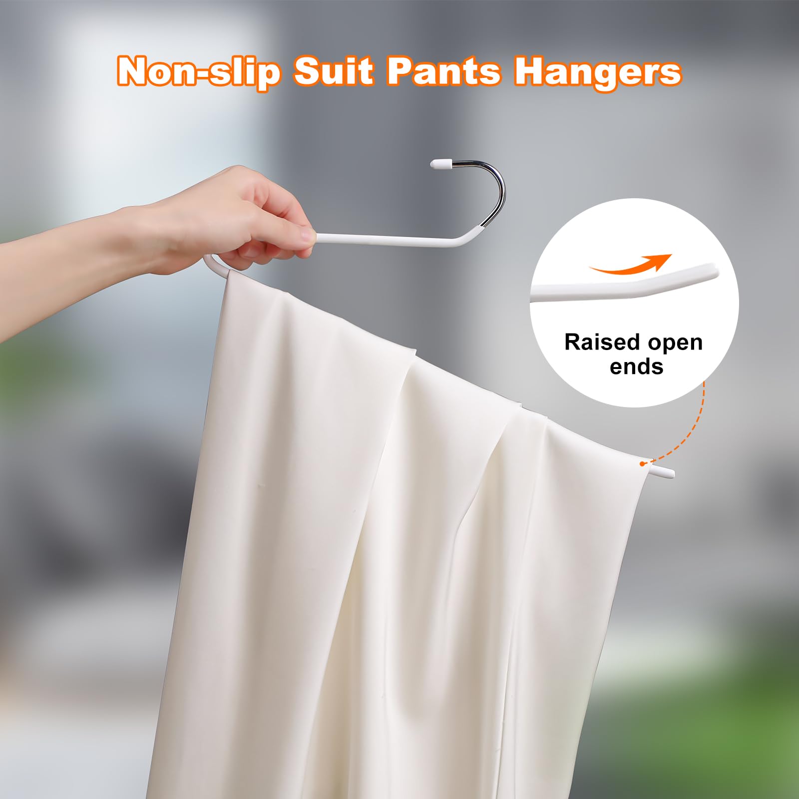 Joybos 30 Pack Pants Hangers Space Saving, Open Ended Hangers For Pants, Scarf Organizer Hanger For Closet, Metal Non Slip Jean