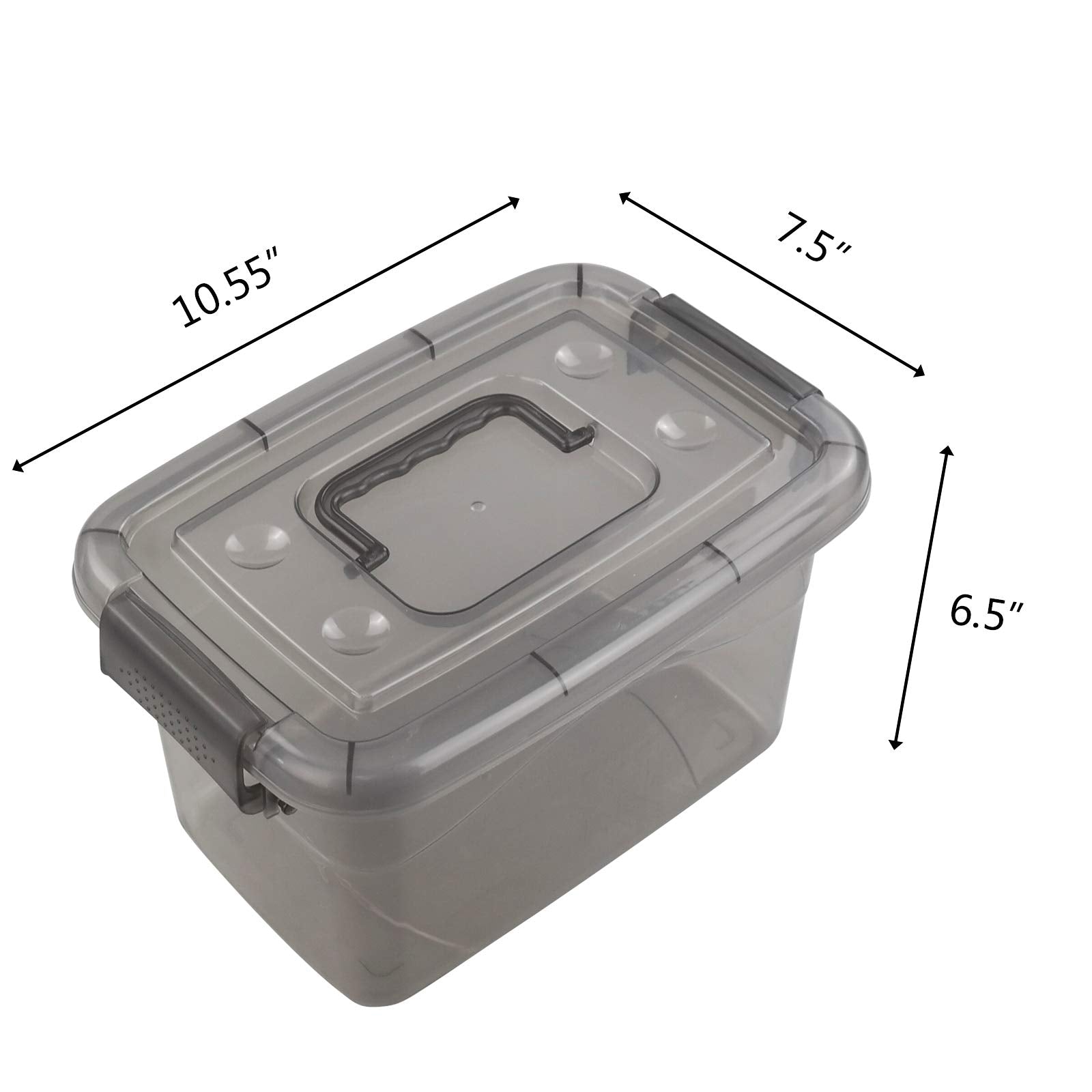 Doryh 5L Plastic Storage Bin With Lid, Latching Box With Handles, Set Of 6