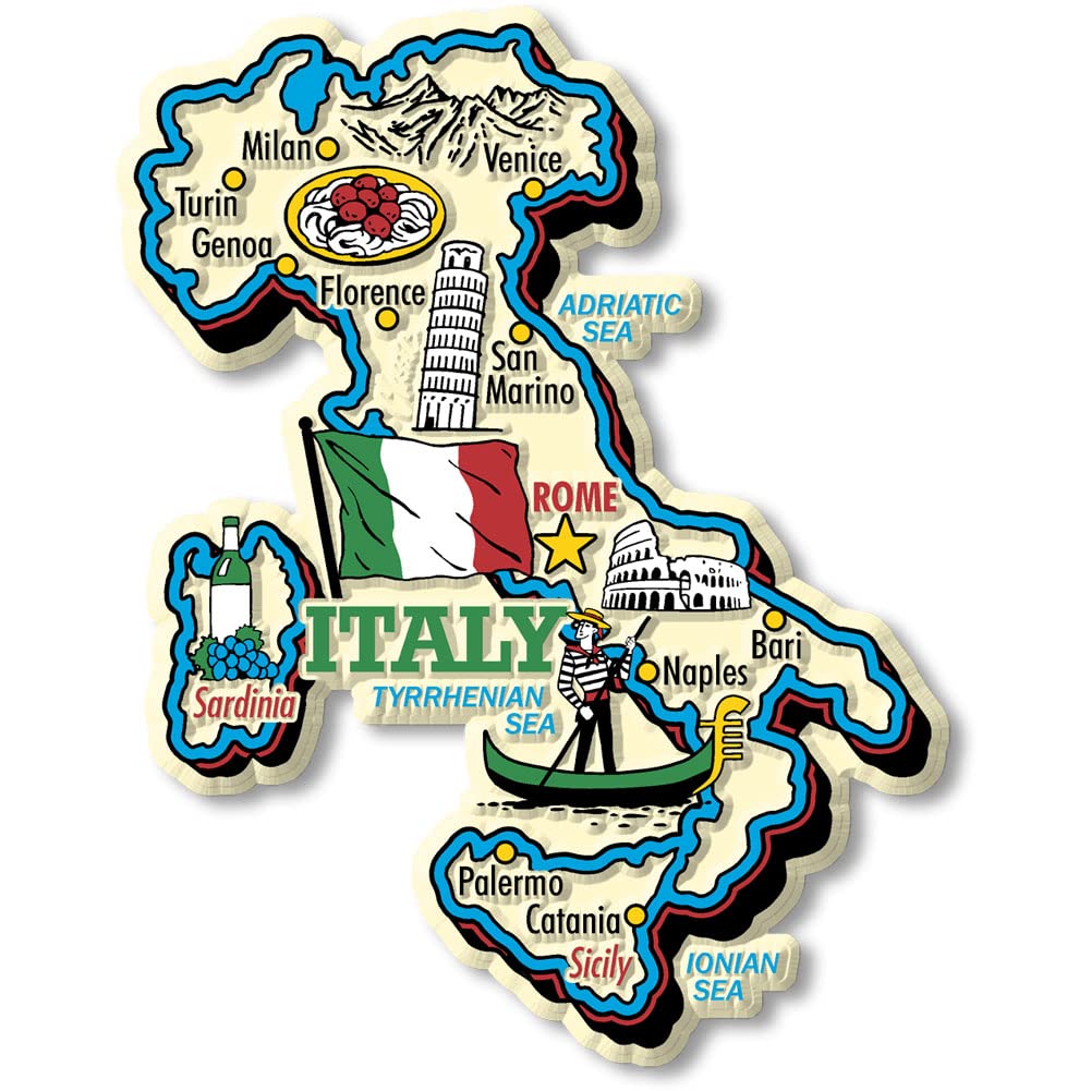 Italy Jumbo Country Map Magnet By Classic Magnets, Collectible Souvenirs Made In The Usa
