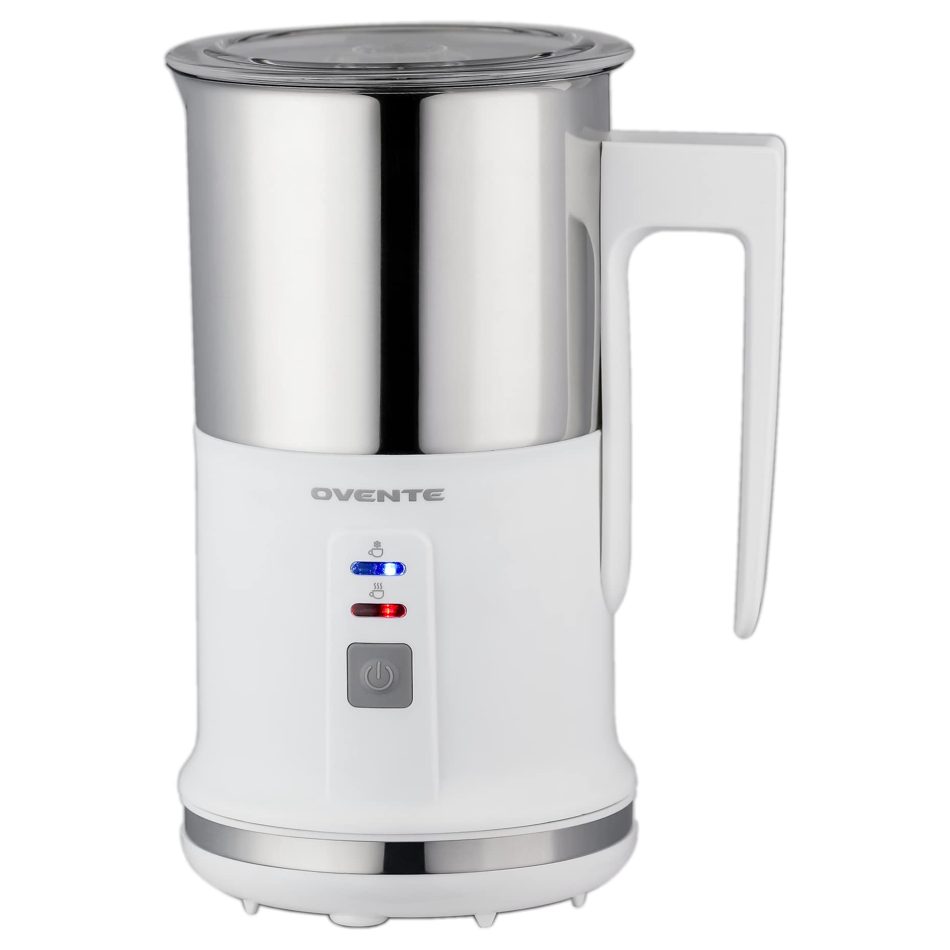 OVENTE Milk Frother Non-Stick Stainless Steel Electric Portable Auto Shut-Off Function, Hot and Cold Foam Perfect Warmer for Cof